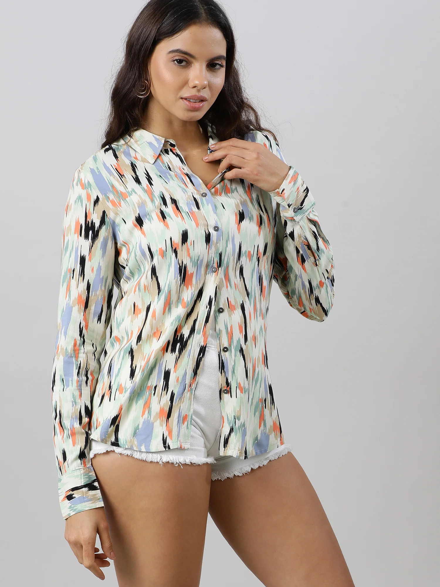 Women Pastel Abstract Printed Women Shirt - Image 9