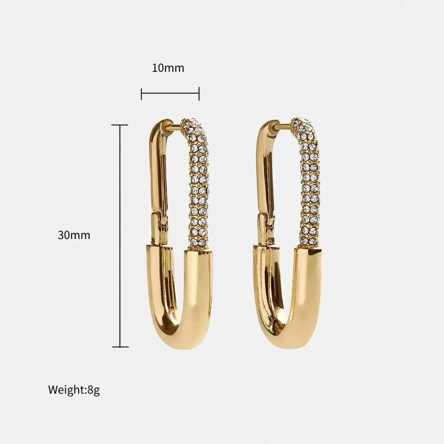 Pavé Crystal Safety Pin Hoops