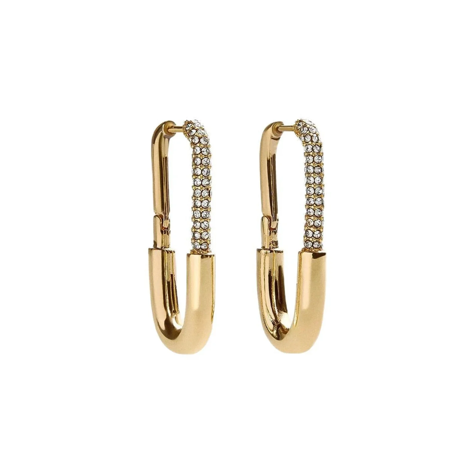 Pavé Crystal Safety Pin Hoops - Image 2