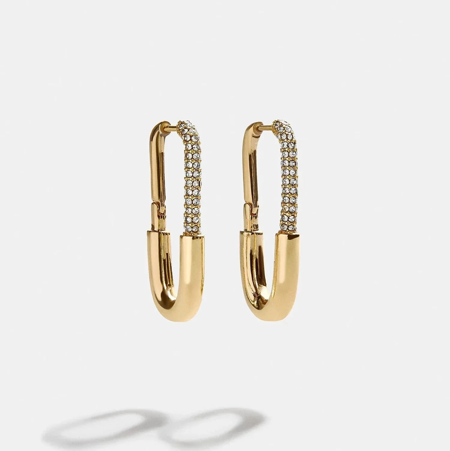 Pavé Crystal Safety Pin Hoops - Image 4