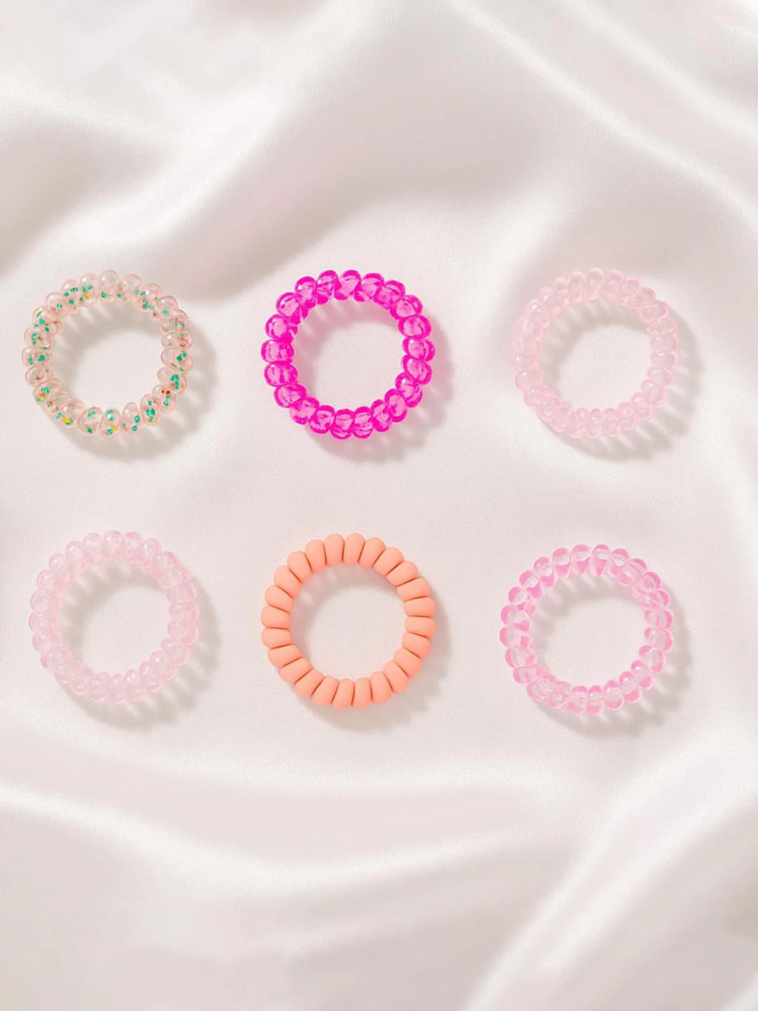 Peach Tangle-Free Spiral Hair Ties Set of 6 - Image 2