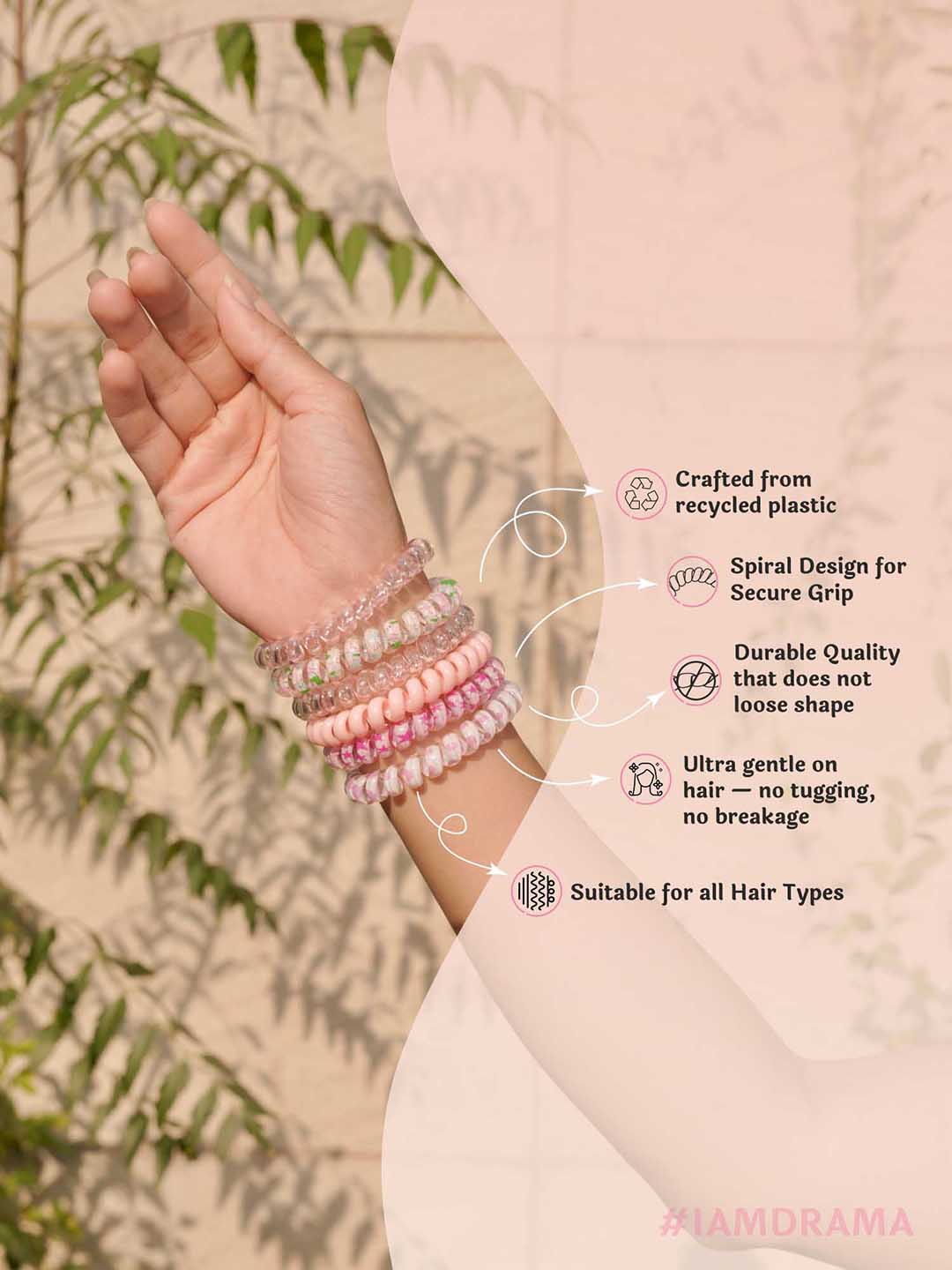 Peach Tangle-Free Spiral Hair Ties Set of 6 - Image 3