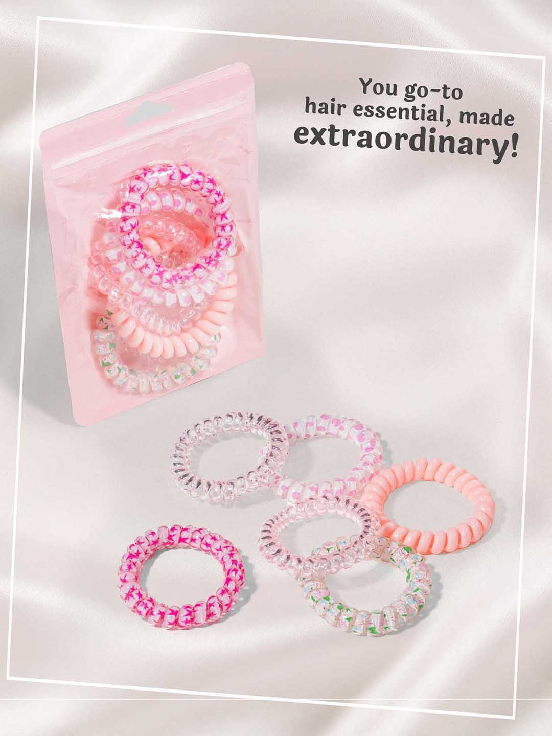 Peach Tangle-Free Spiral Hair Ties Set of 6 - Image 4