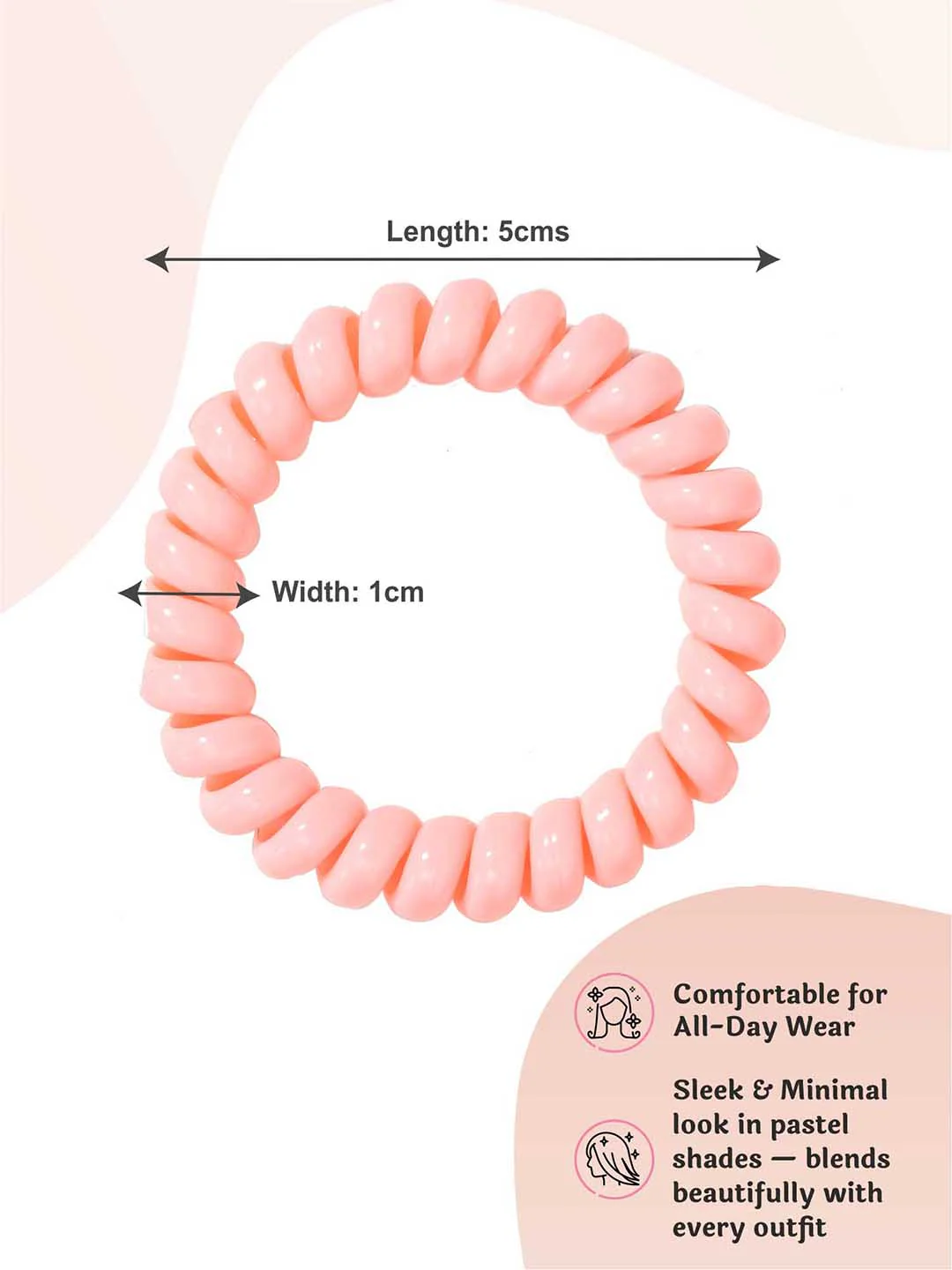 Peach Tangle-Free Spiral Hair Ties Set of 6 - Image 5