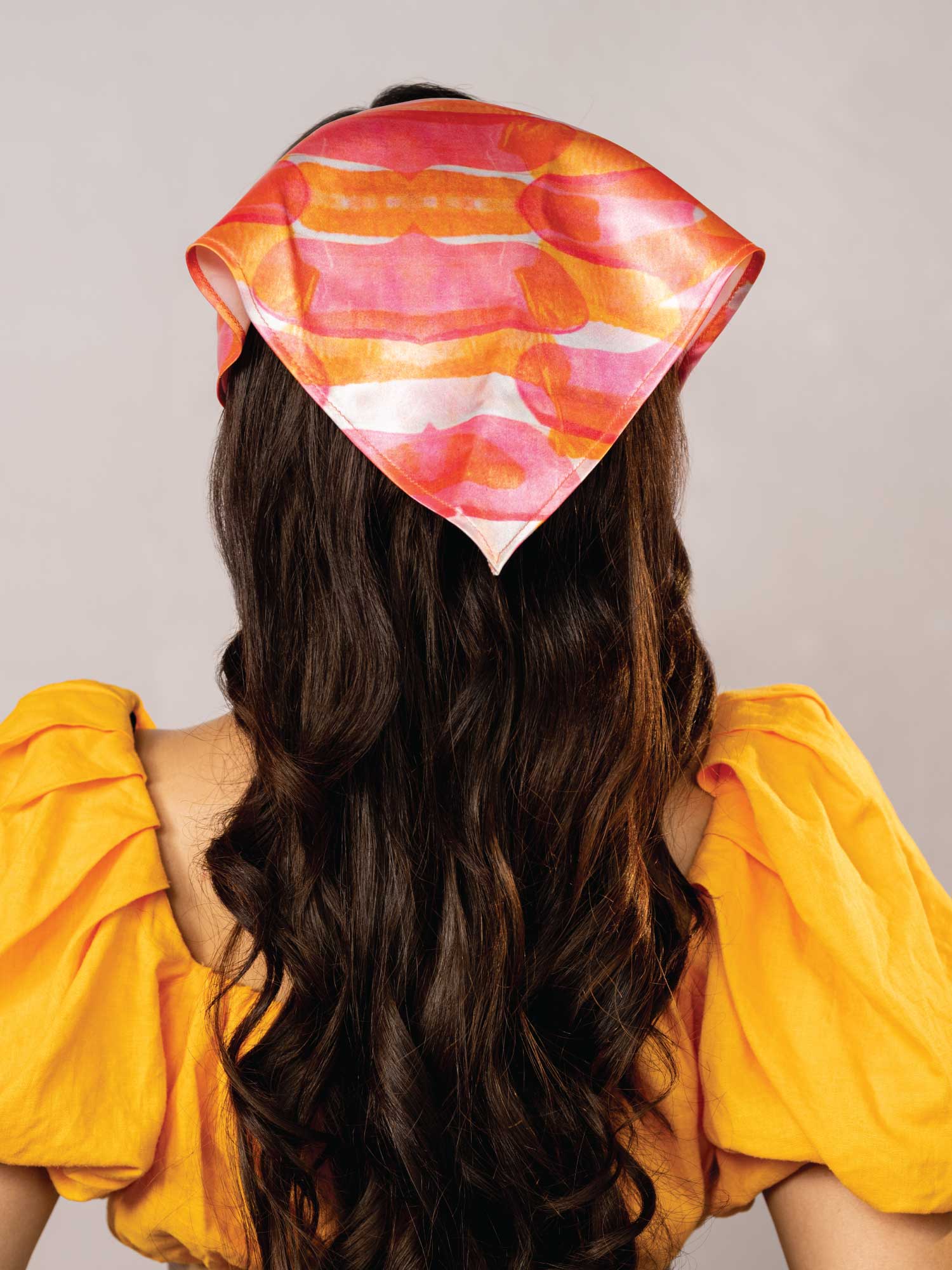 Pink Abstract Headscarf Headband with Elastic - Image 2