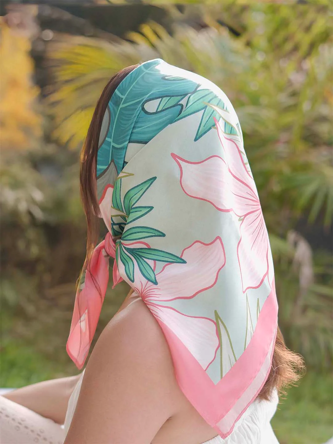 Pink Flora Belle Bandana Scarf - Image 4
