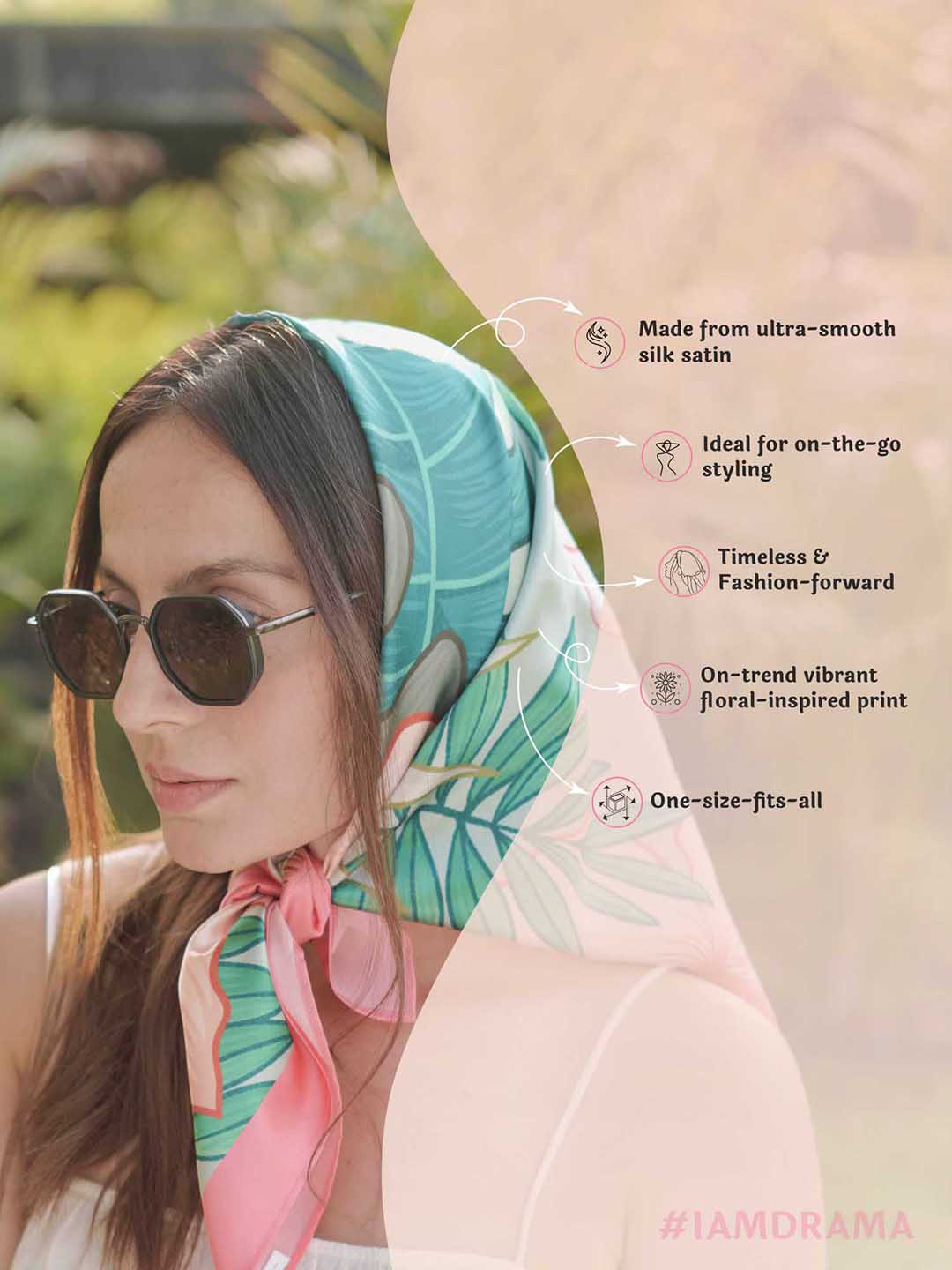 Pink Flora Belle Bandana Scarf - Image 6