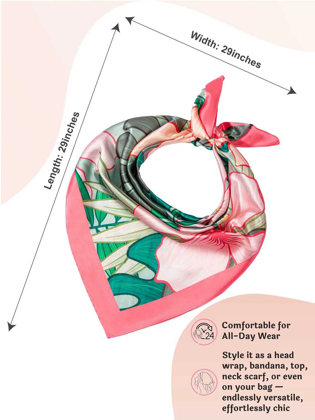Pink Flora Belle Bandana Scarf - Image 7