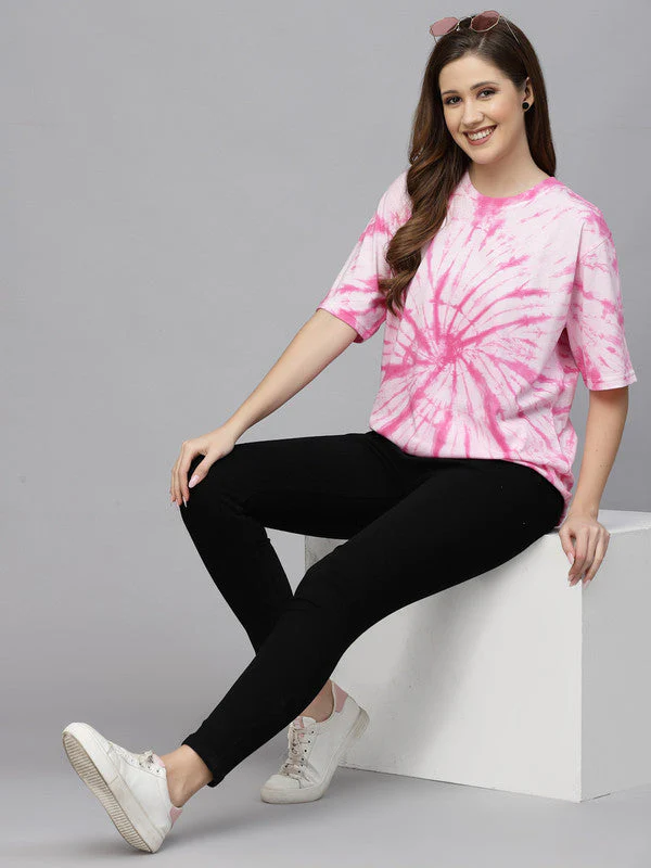 Women Pink Odour Free Oversize T-shirts - Image 4