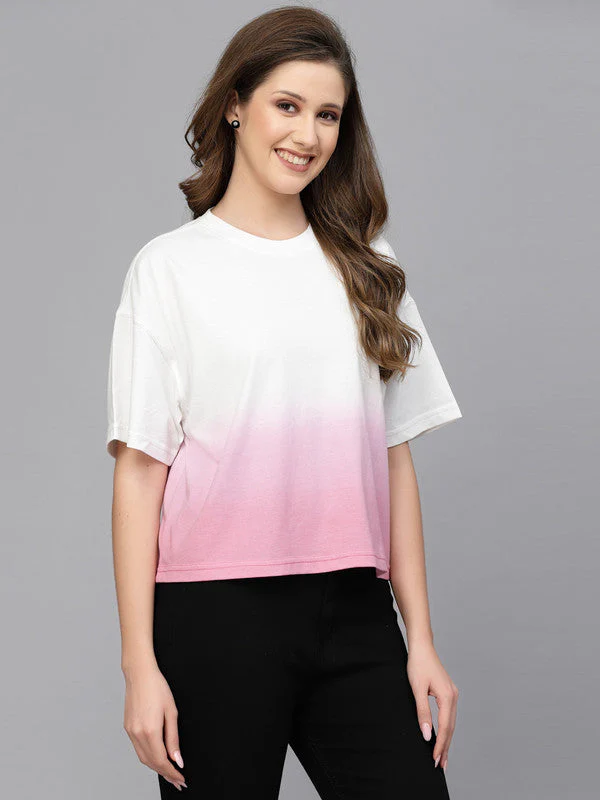 Women Pink Odour Free Tie & Dye T-shirt - Image 3