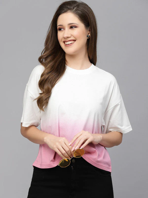 Women Pink Odour Free Tie & Dye T-shirt - Image 5