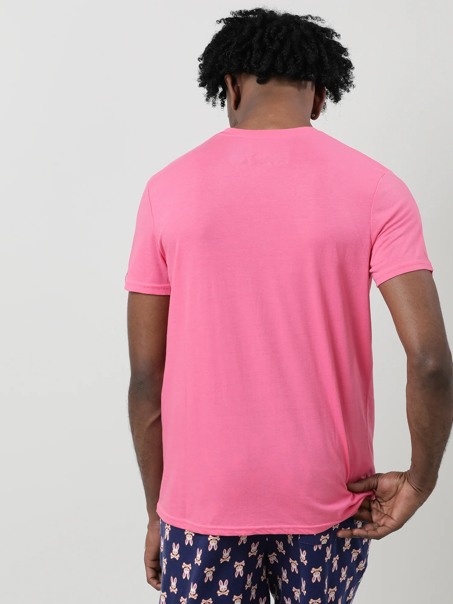 Men Pink Quick-Dry Relaxed Fit Cotton T-Shirt - Image 6