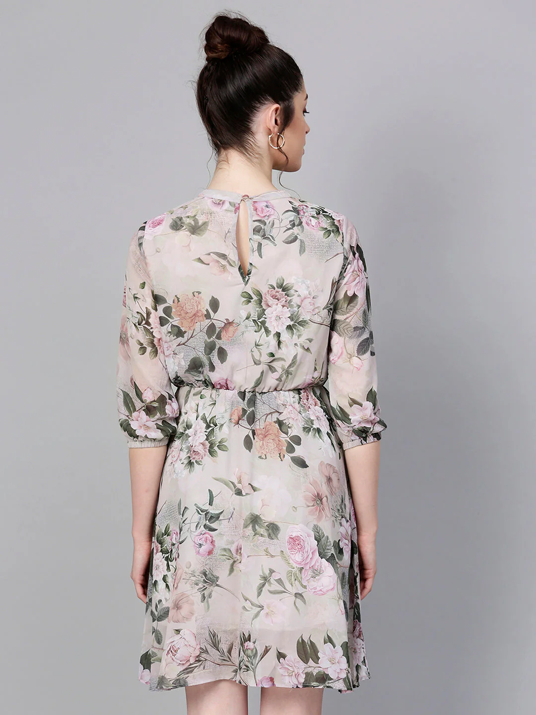 Women Pista Green Floral Skater Dress - Image 3