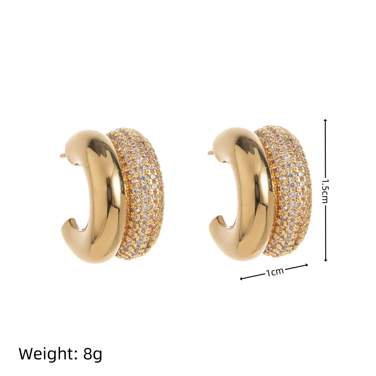 Plain And Crystal Stud Earrings - Image 2