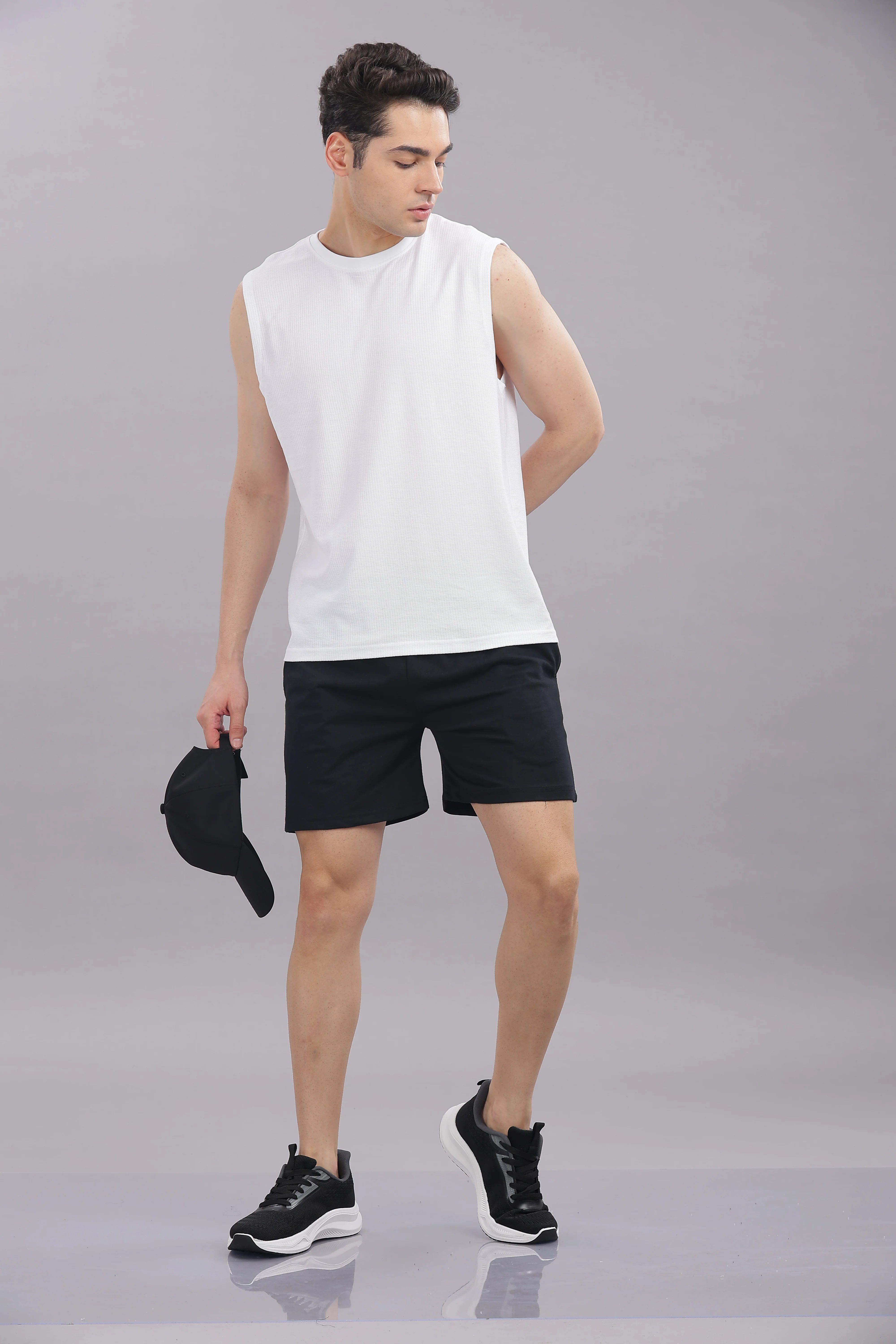 Men Black Cotton Regular Shorts - Image 2