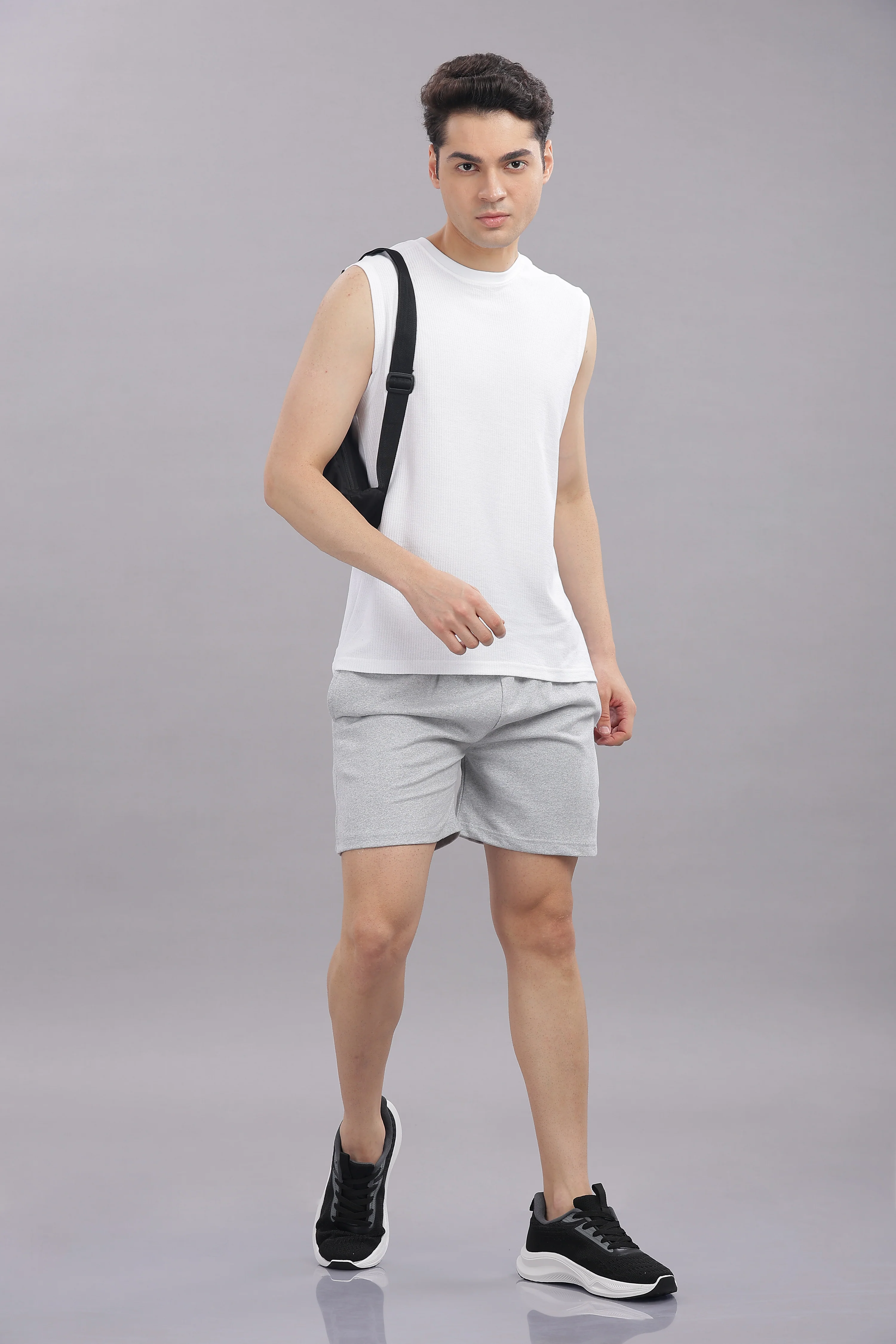 Men Grey Cotton Regular Shorts - Image 2