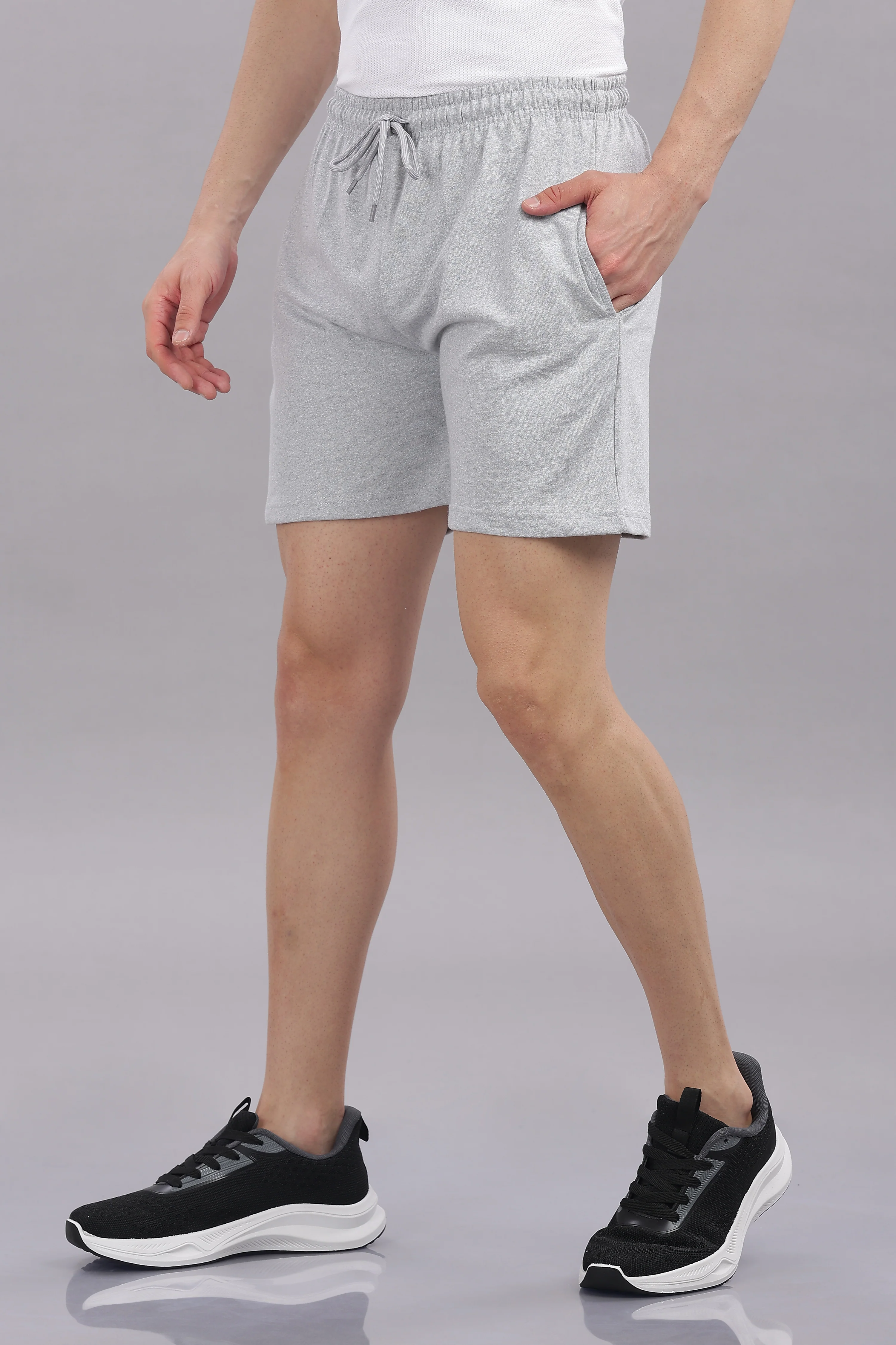 Men Grey Cotton Regular Shorts - Image 5