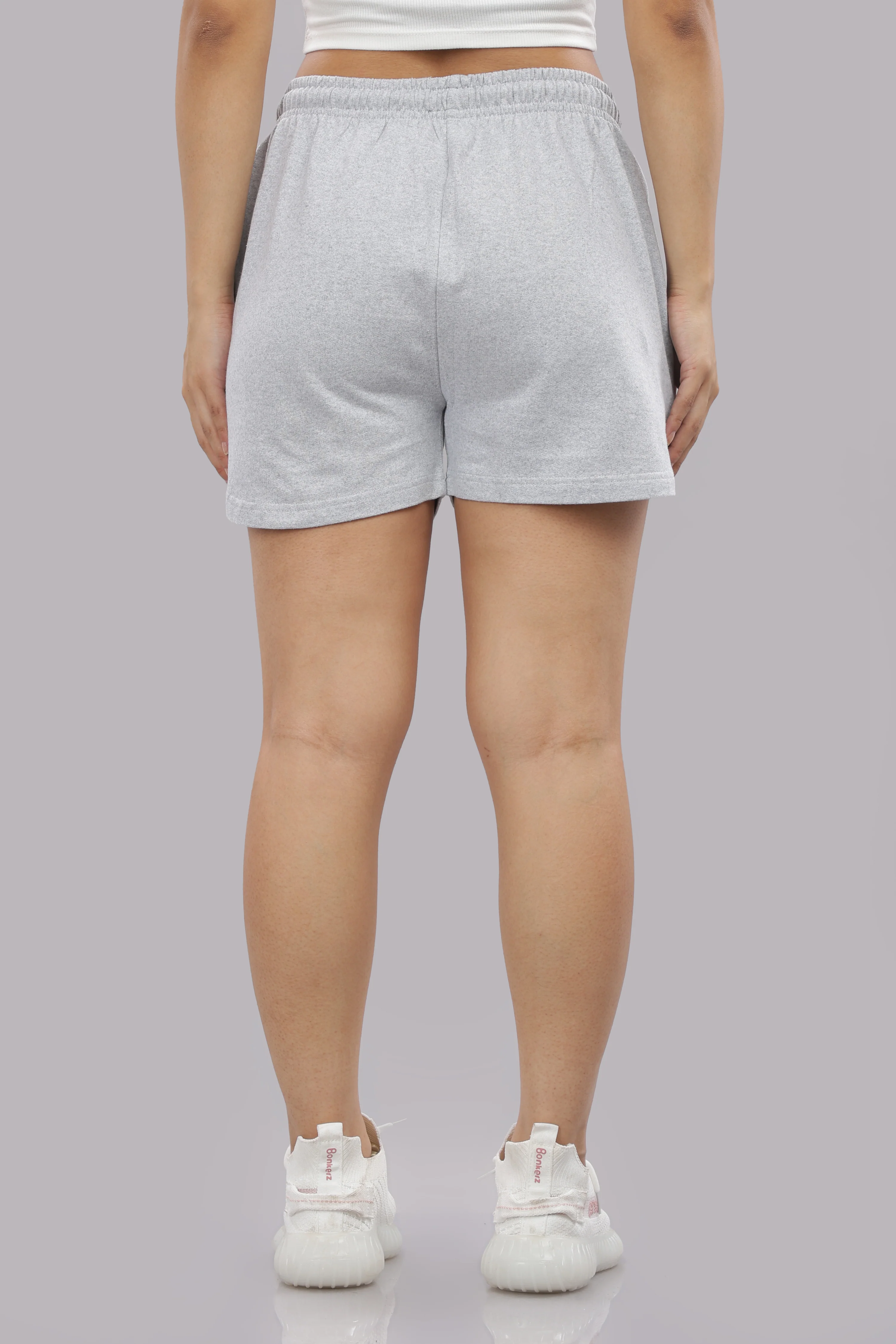 Women Grey Cotton Regular Jogger Shorts - Image 2
