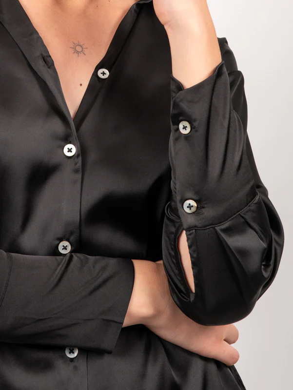 Women Black Satin Party Shirt - Image 5