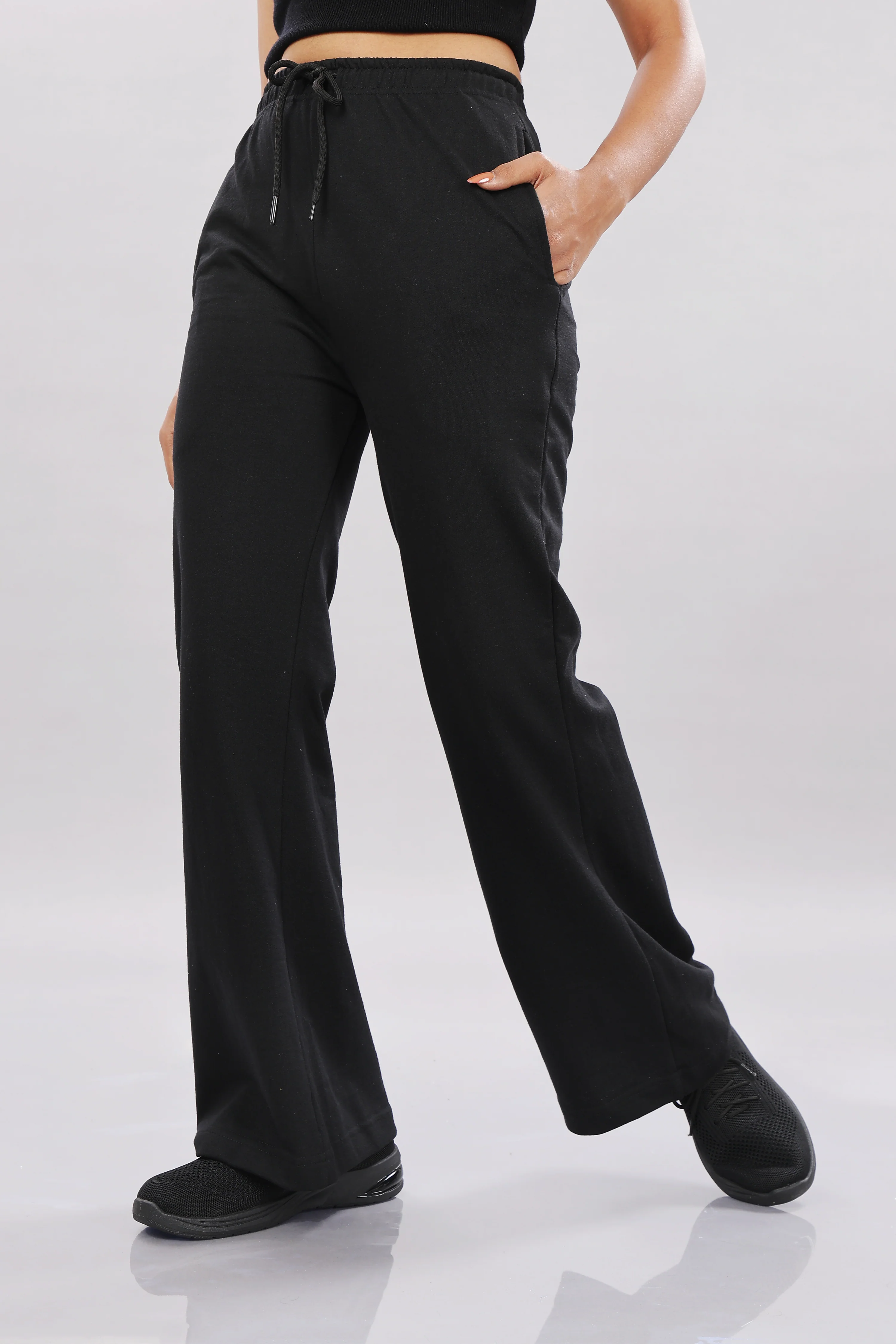 Women Black Cotton Regular Track Pant - Image 6