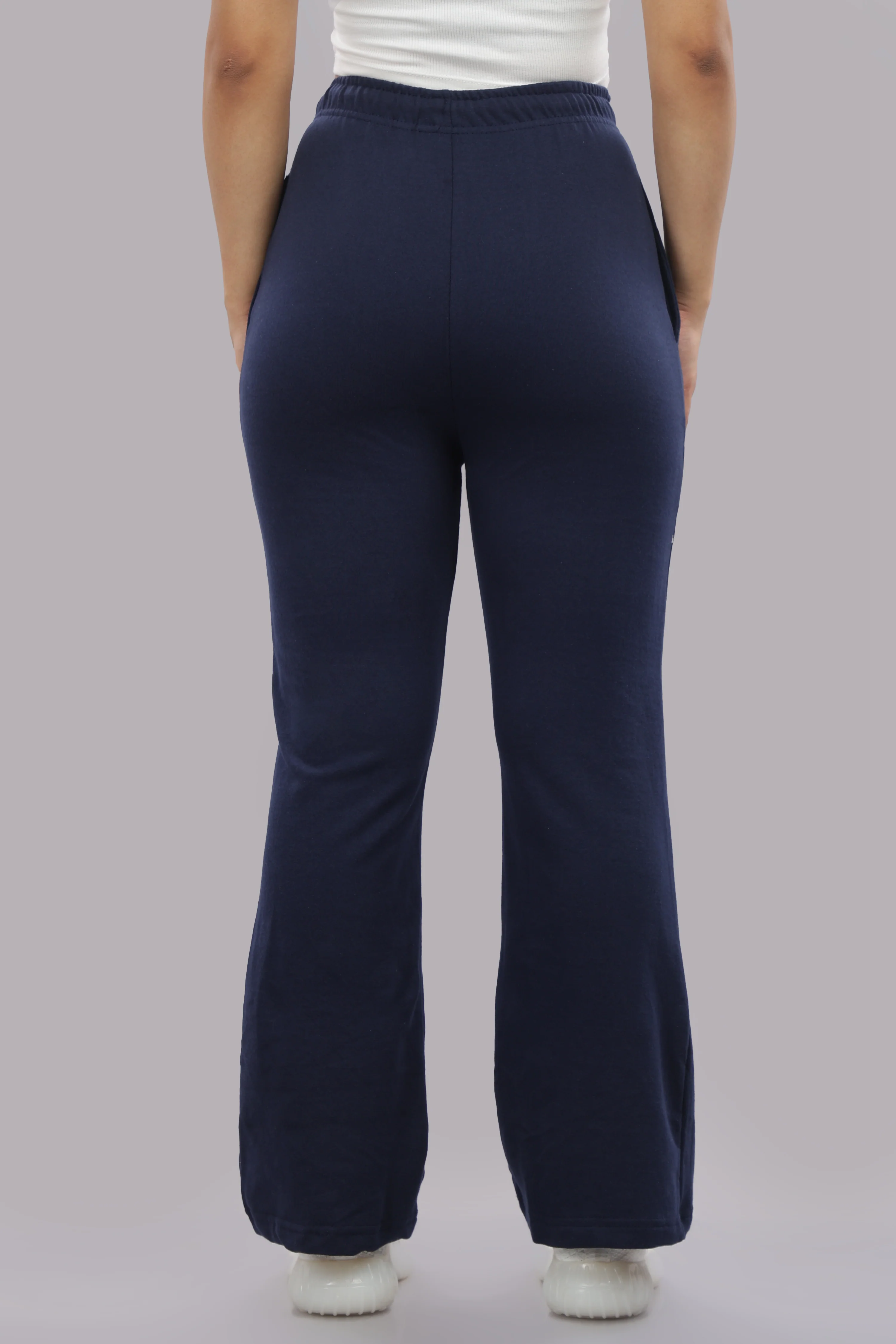 Women Navy Blue Cotton Track Pants - Image 3