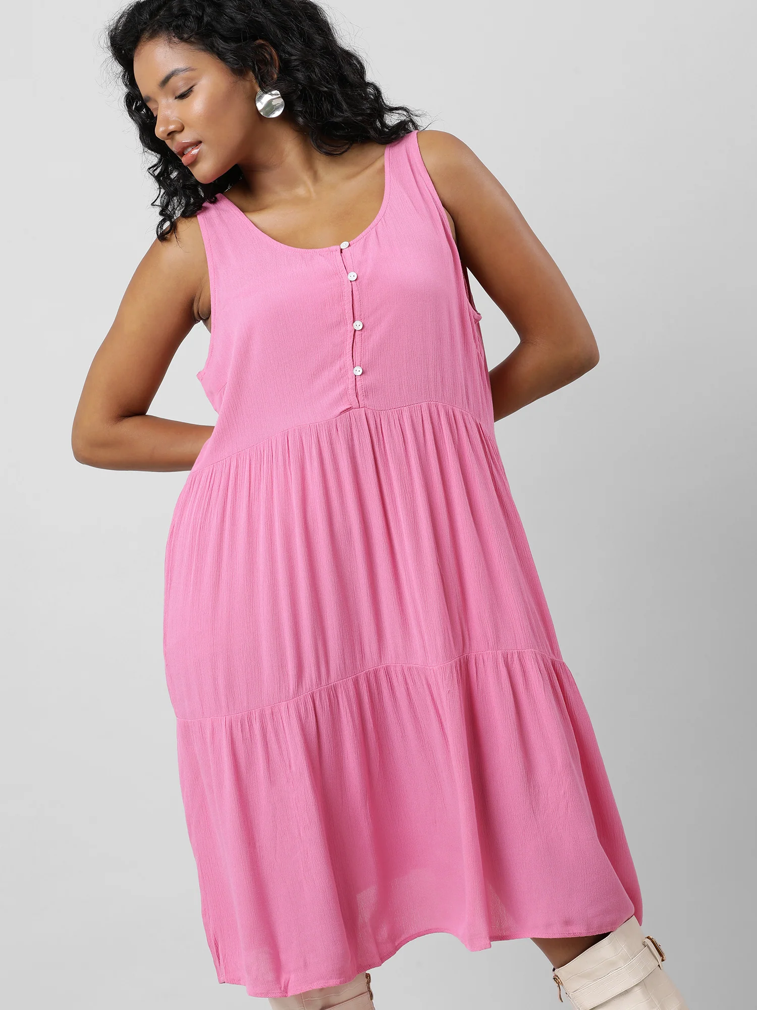 Women Pretty In Pink Sleeveless Midi Dress - Image 10