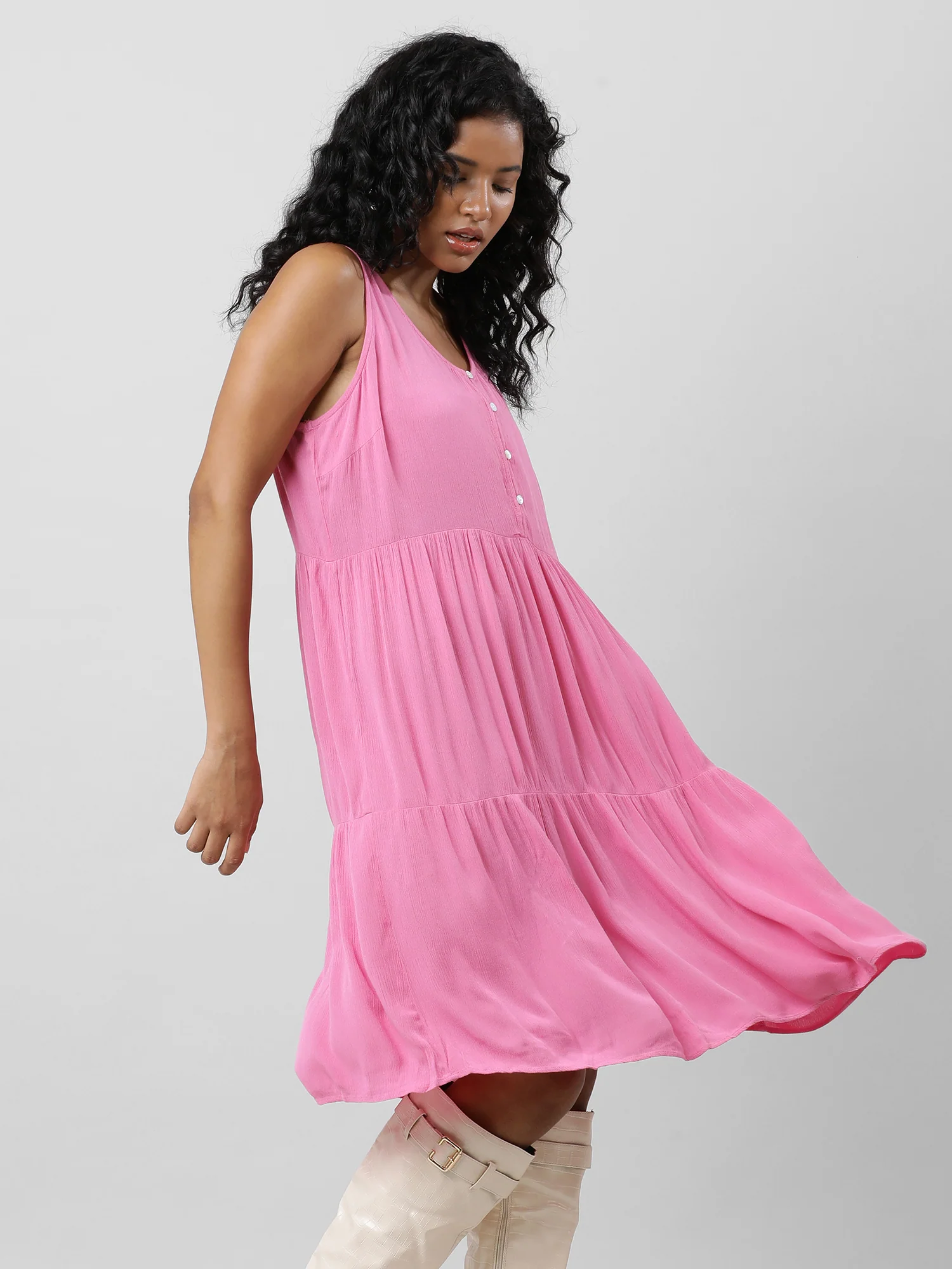 Women Pretty In Pink Sleeveless Midi Dress - Image 3
