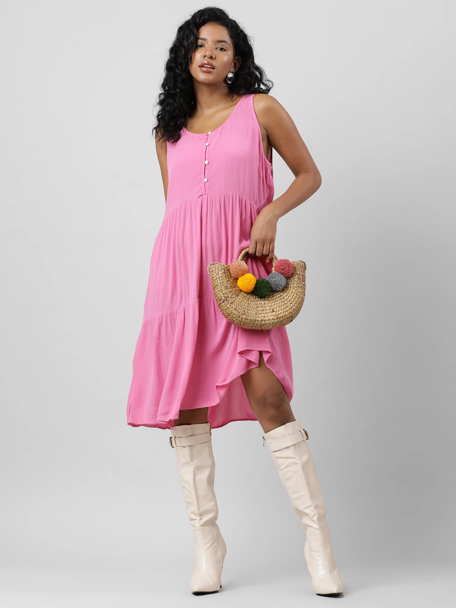 Women Pretty In Pink Sleeveless Midi Dress - Image 7
