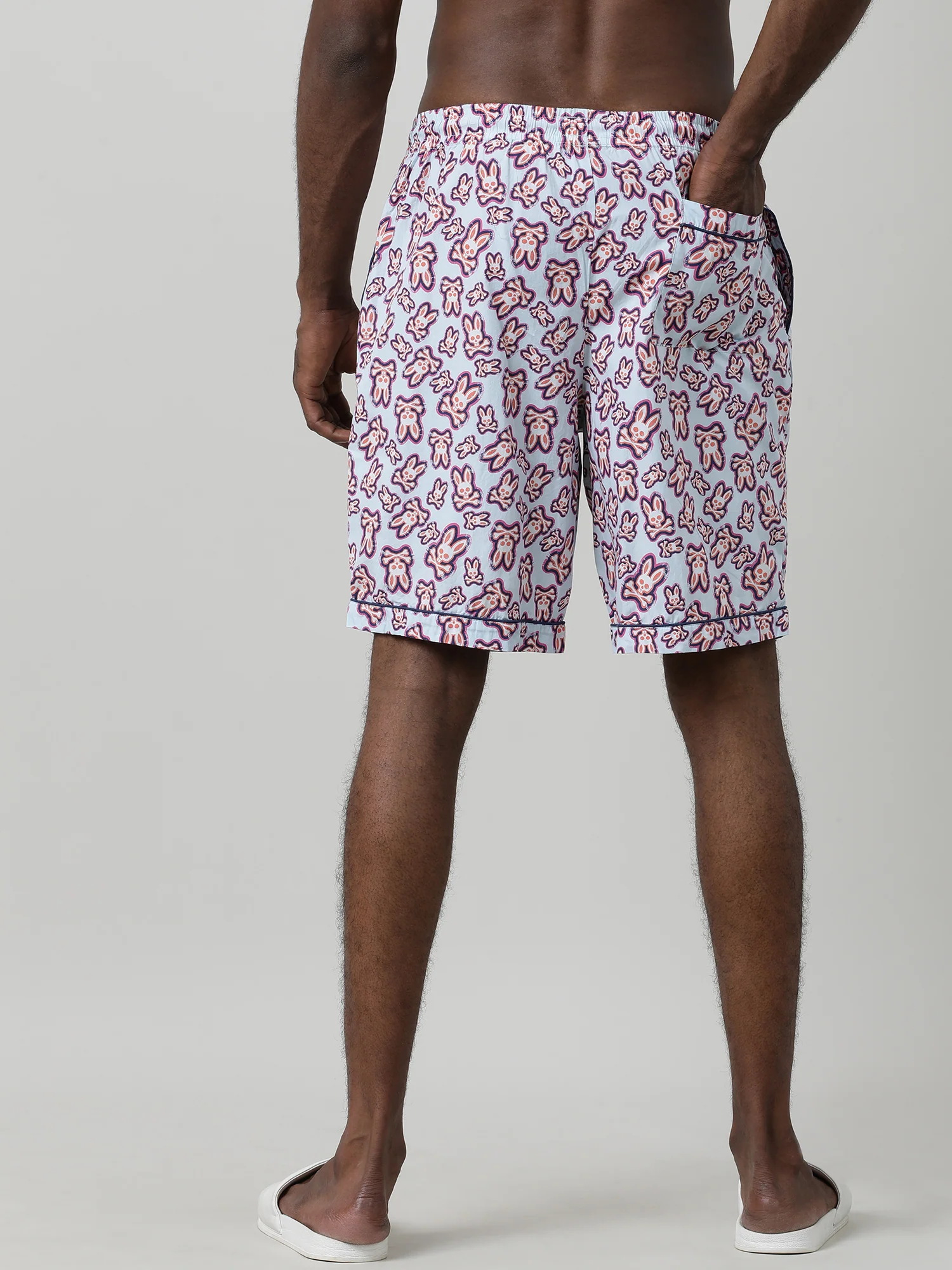 Men Oversized Printed Cotton Travel Lounge Shorts - Image 6