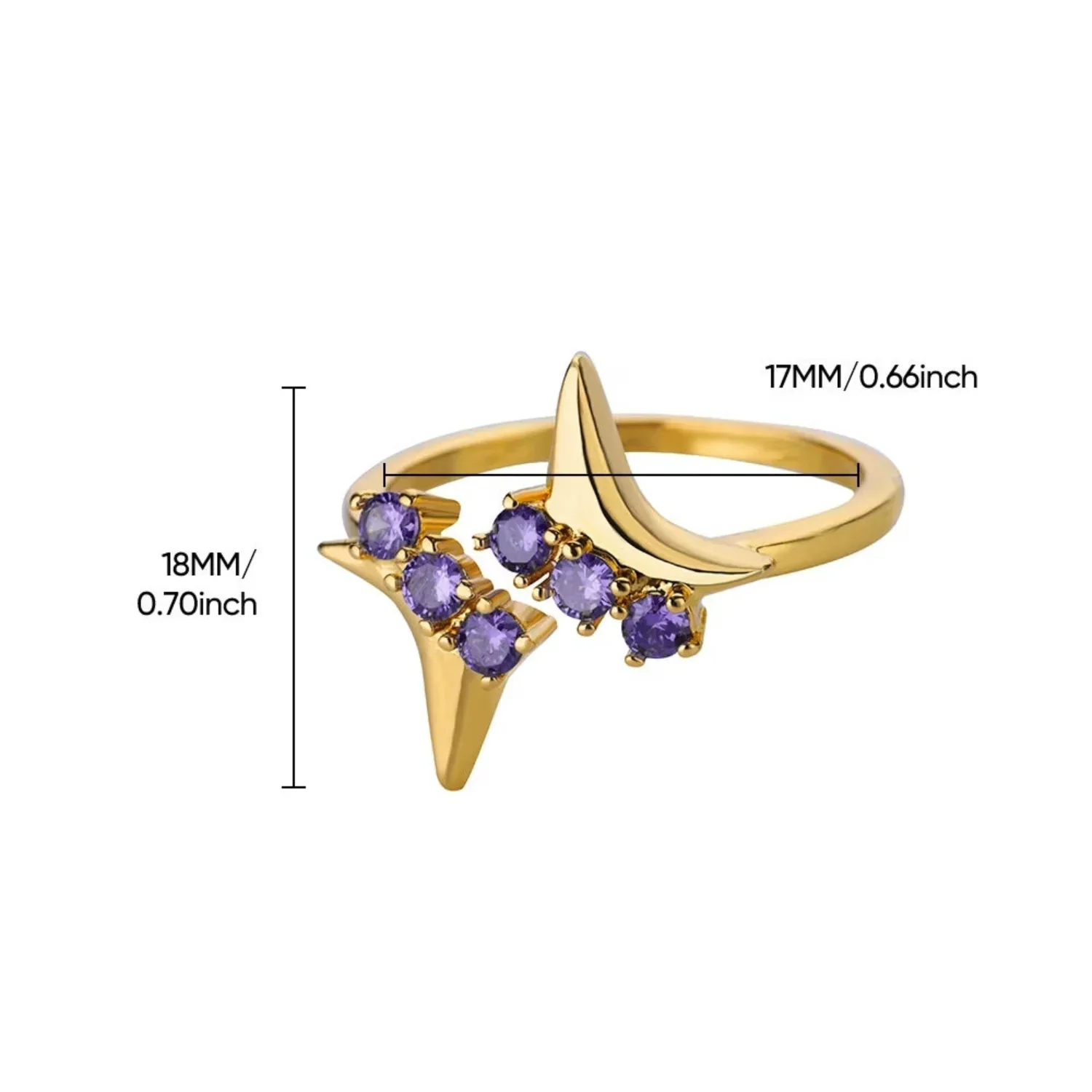 Purple Crystal Gold Starburst Ring - Image 2