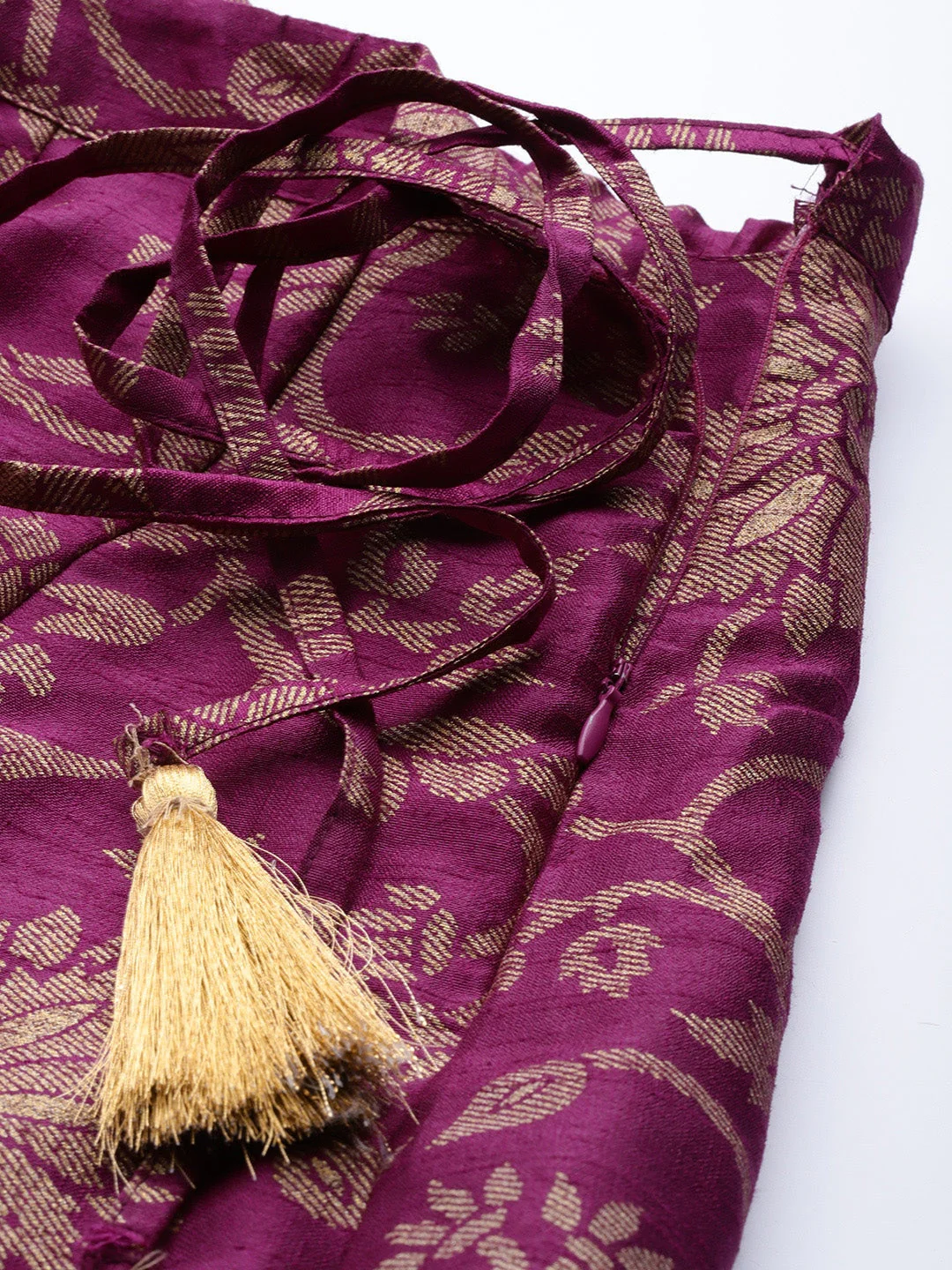 Purple Jacquard Floral Anarkali Skirt - Image 5
