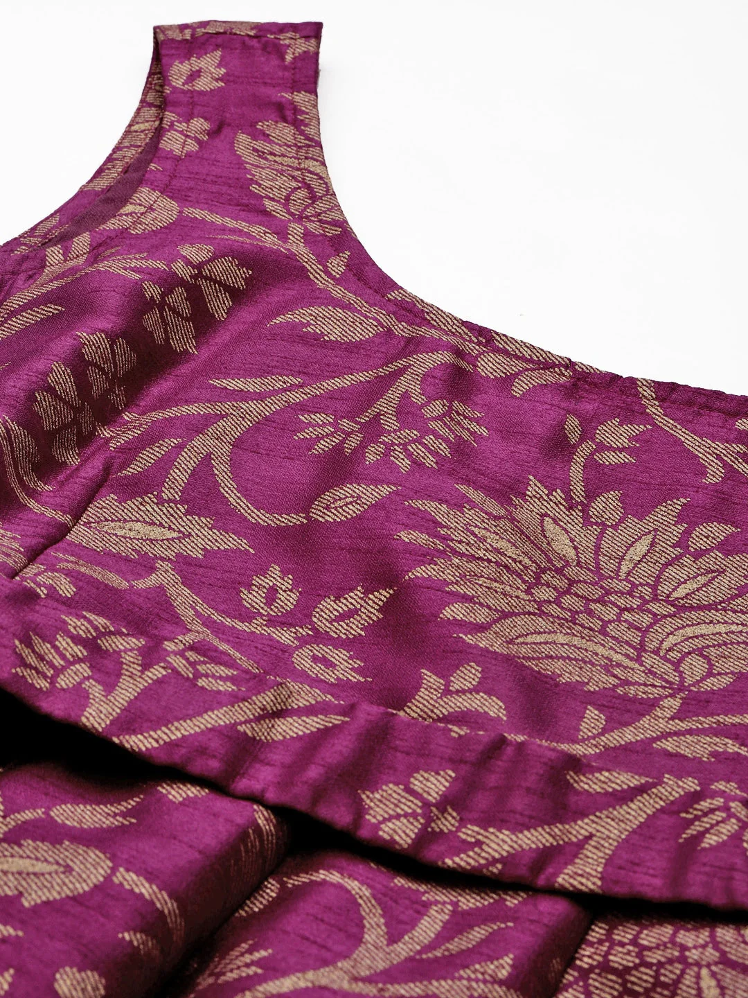 Purple Jacquard Floral Self-Belt Anarkali Maxi - Image 5