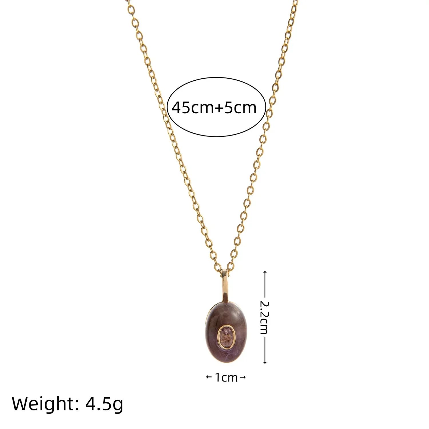 Purple Stone Oval Gold Necklace - Image 2