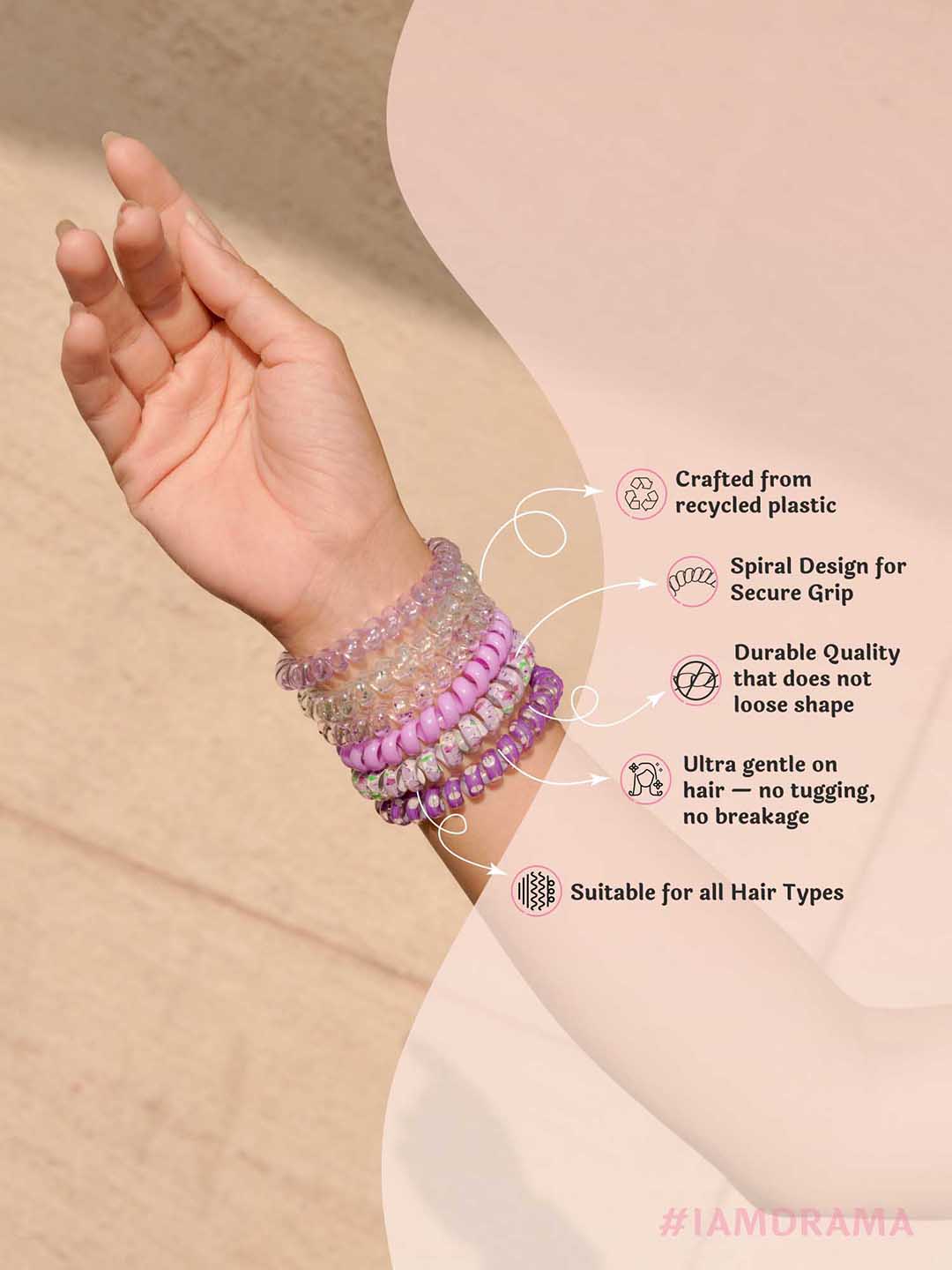 Purple Tangle-Free Spiral Hair Coils Set of 6 - Image 3