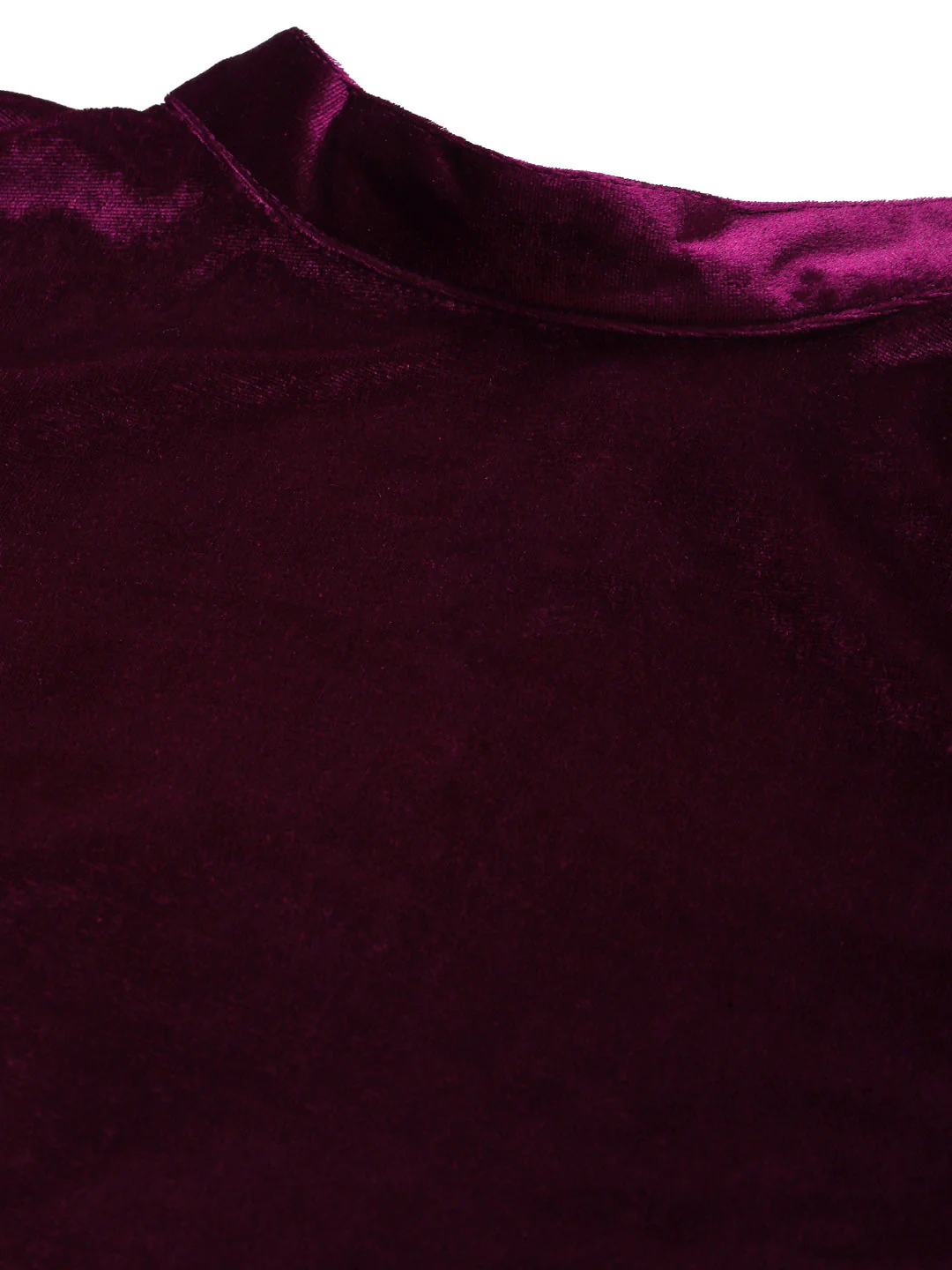 Purple Velvet Zari Embroidered Belt Short Kurta - Image 2
