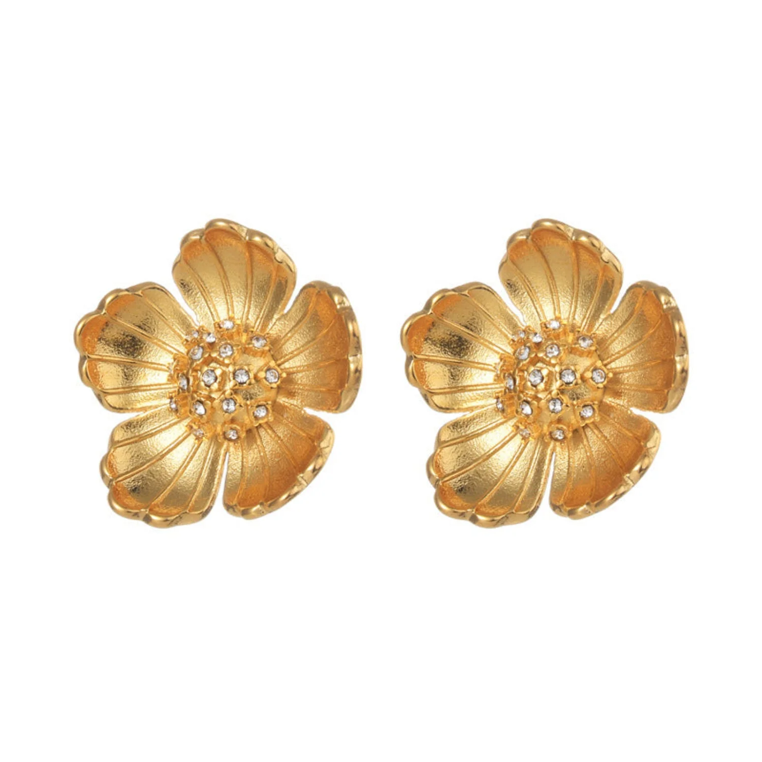 Radiant Golden Blossom Stud Earring