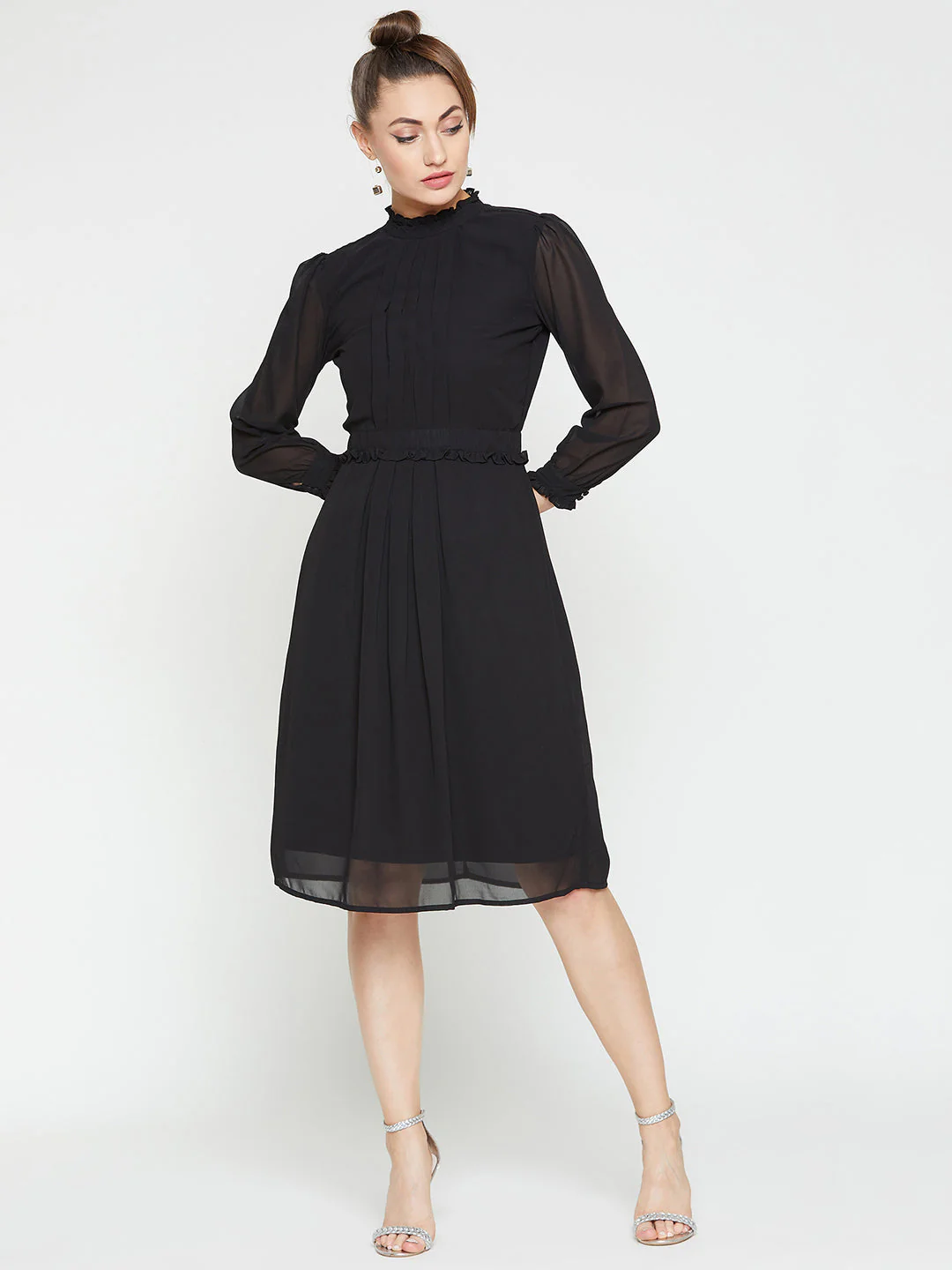 Women Black Solid A-Line Dress