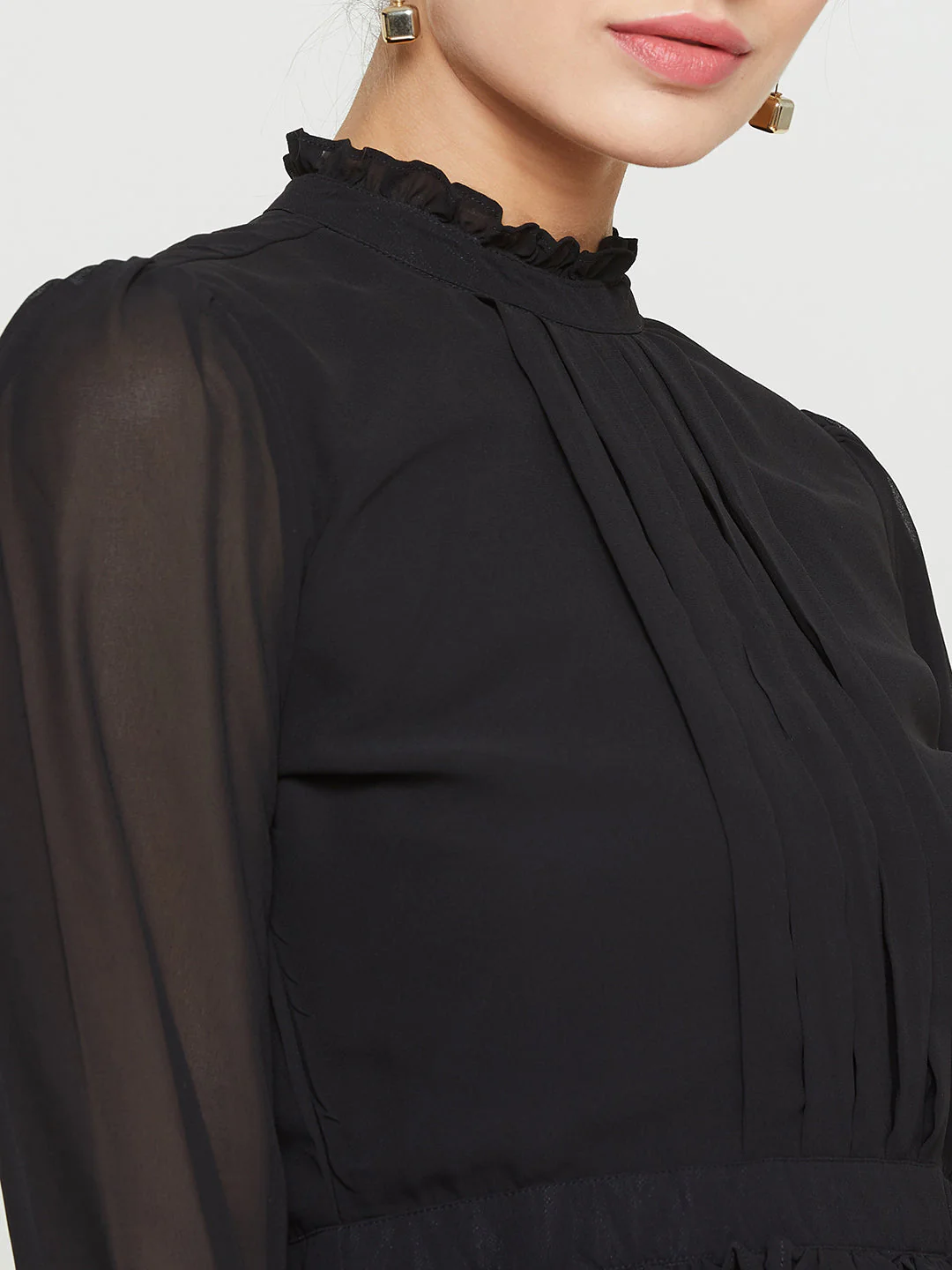 Women Black Solid A-Line Dress - Image 4