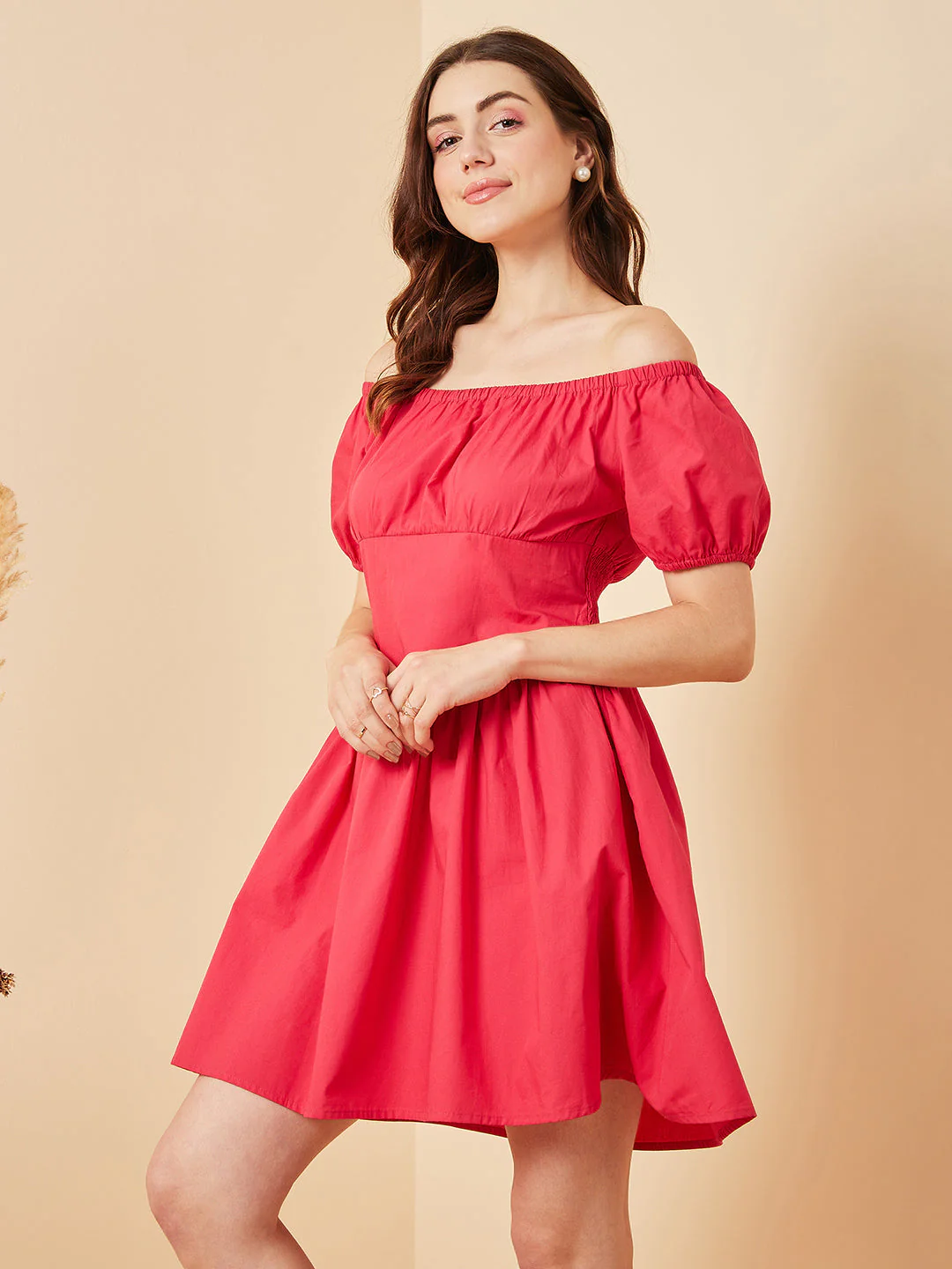 Women Magenta Above Knee Solid Dress - Image 3