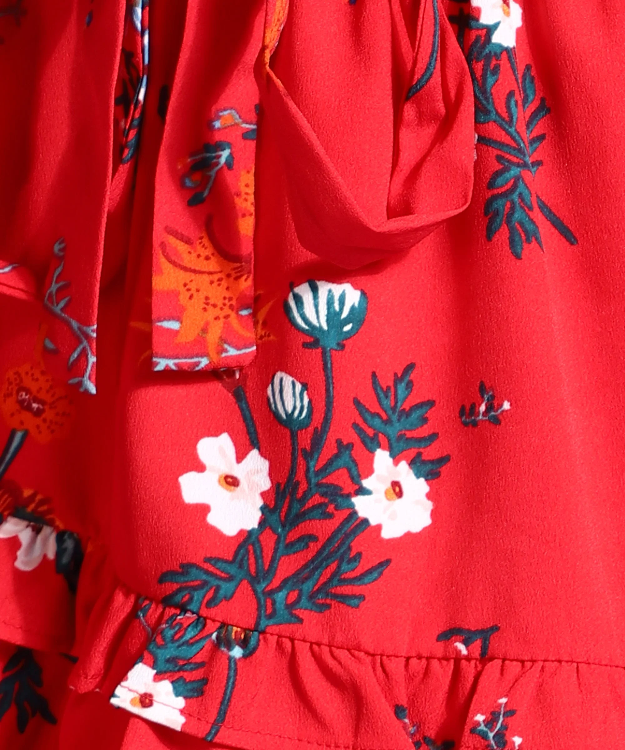 Women Floral Print Tiered Ruffles Mini Skirt - Image 6