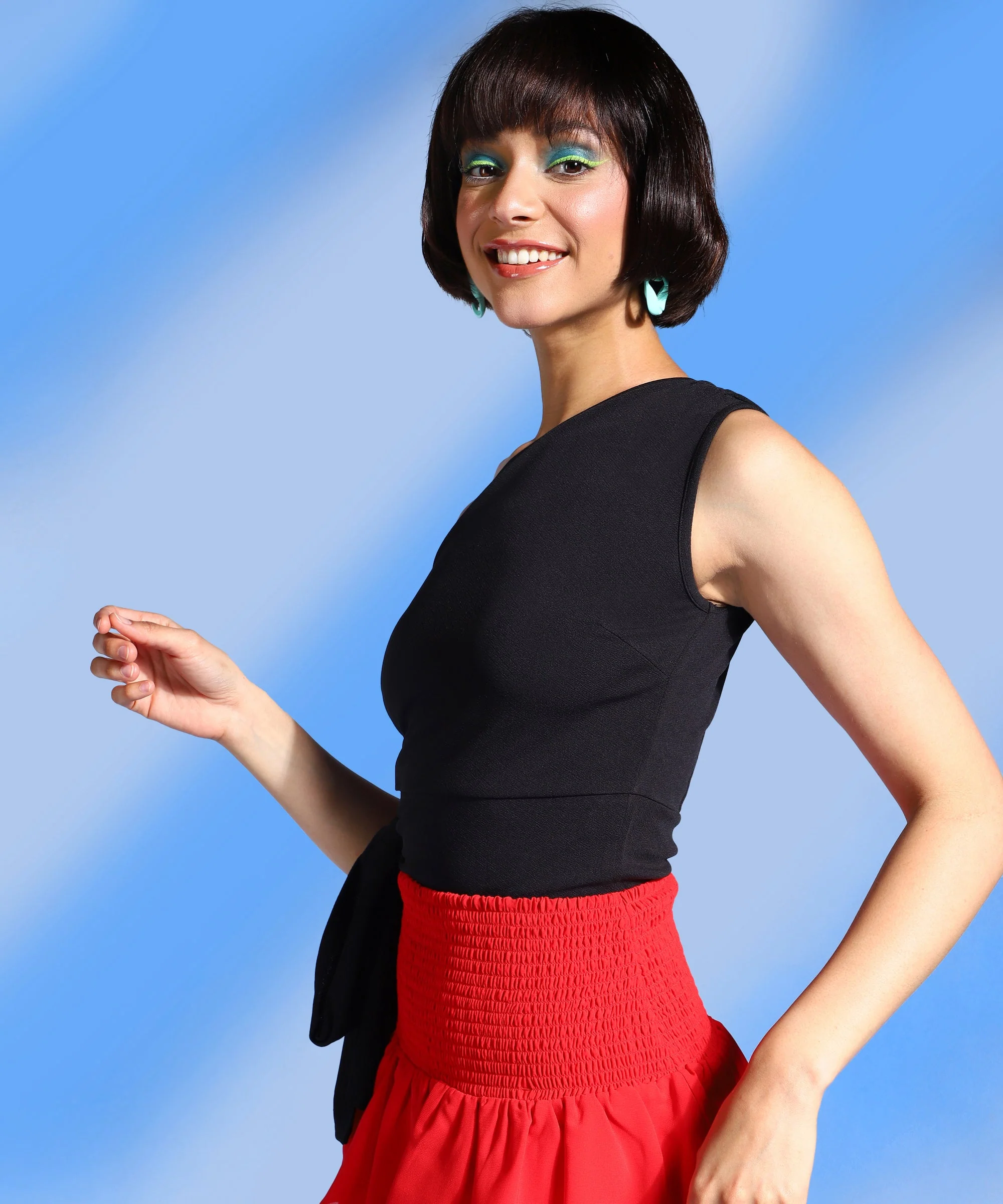 Women One Shoulder Solid Fitted Top - Image 2