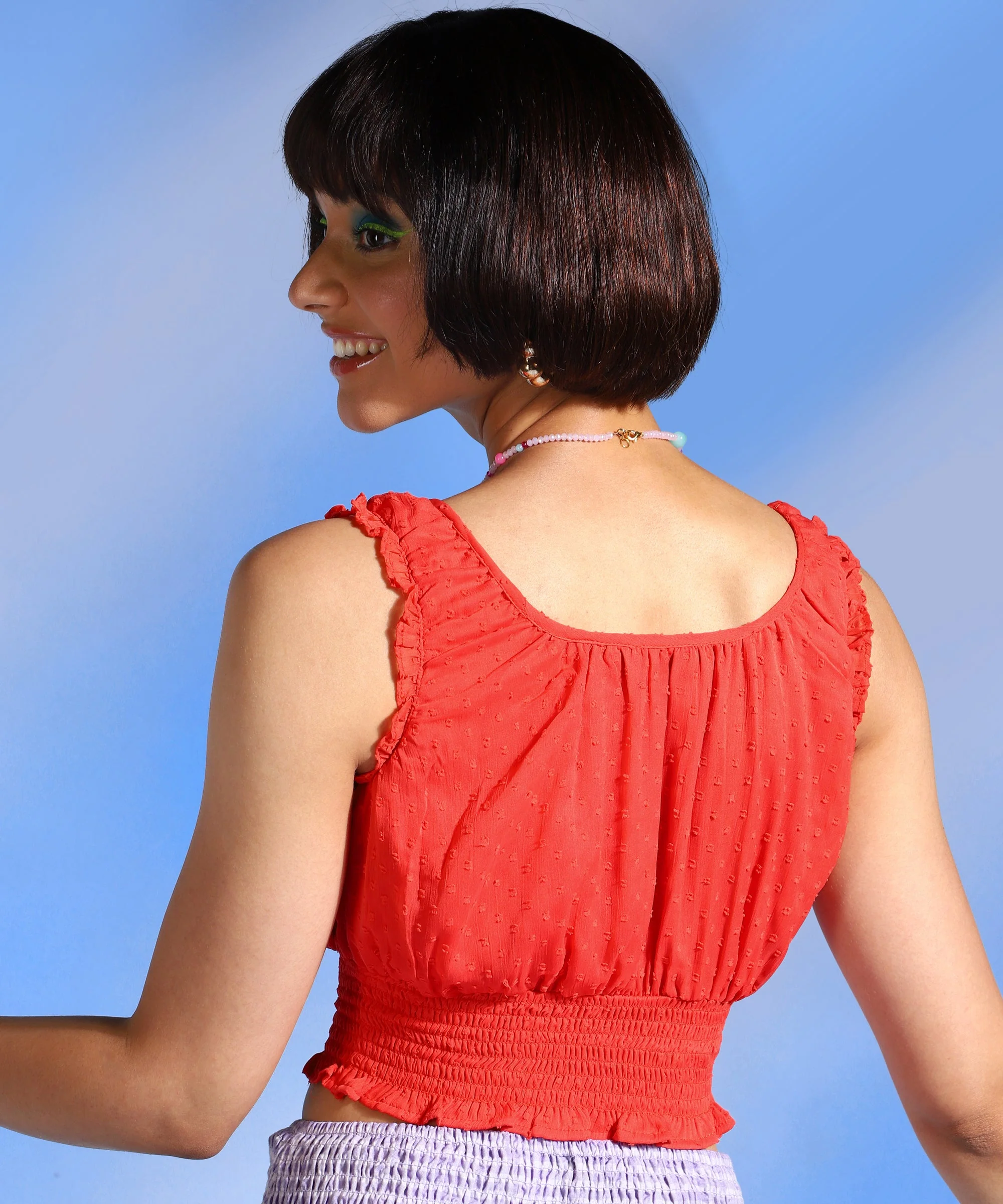 Women Round Cinched Waist Top - Image 3