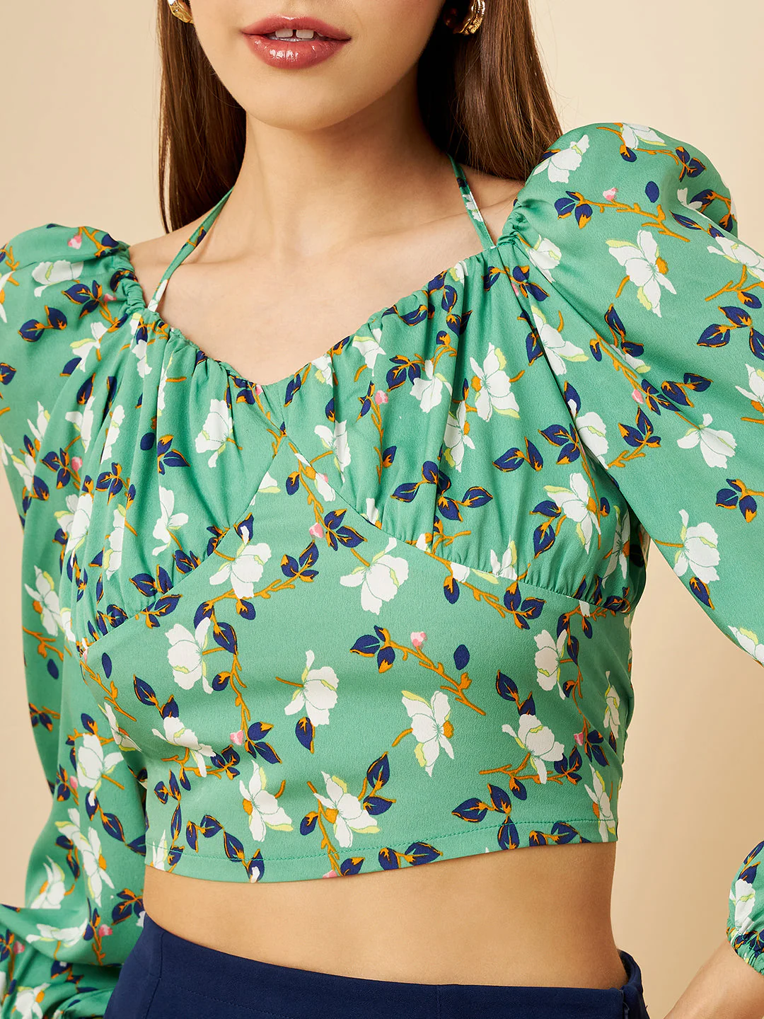 Women Neck Floral Regular Top - Image 5