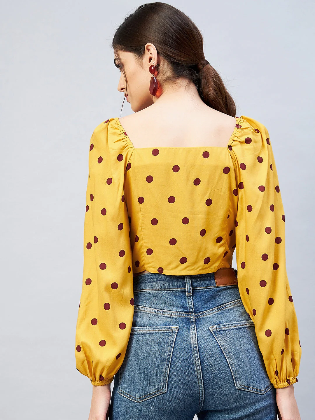 Women Square Neck Polka Dots Top - Image 4