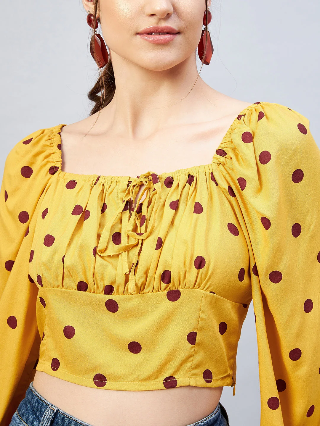 Women Square Neck Polka Dots Top - Image 5