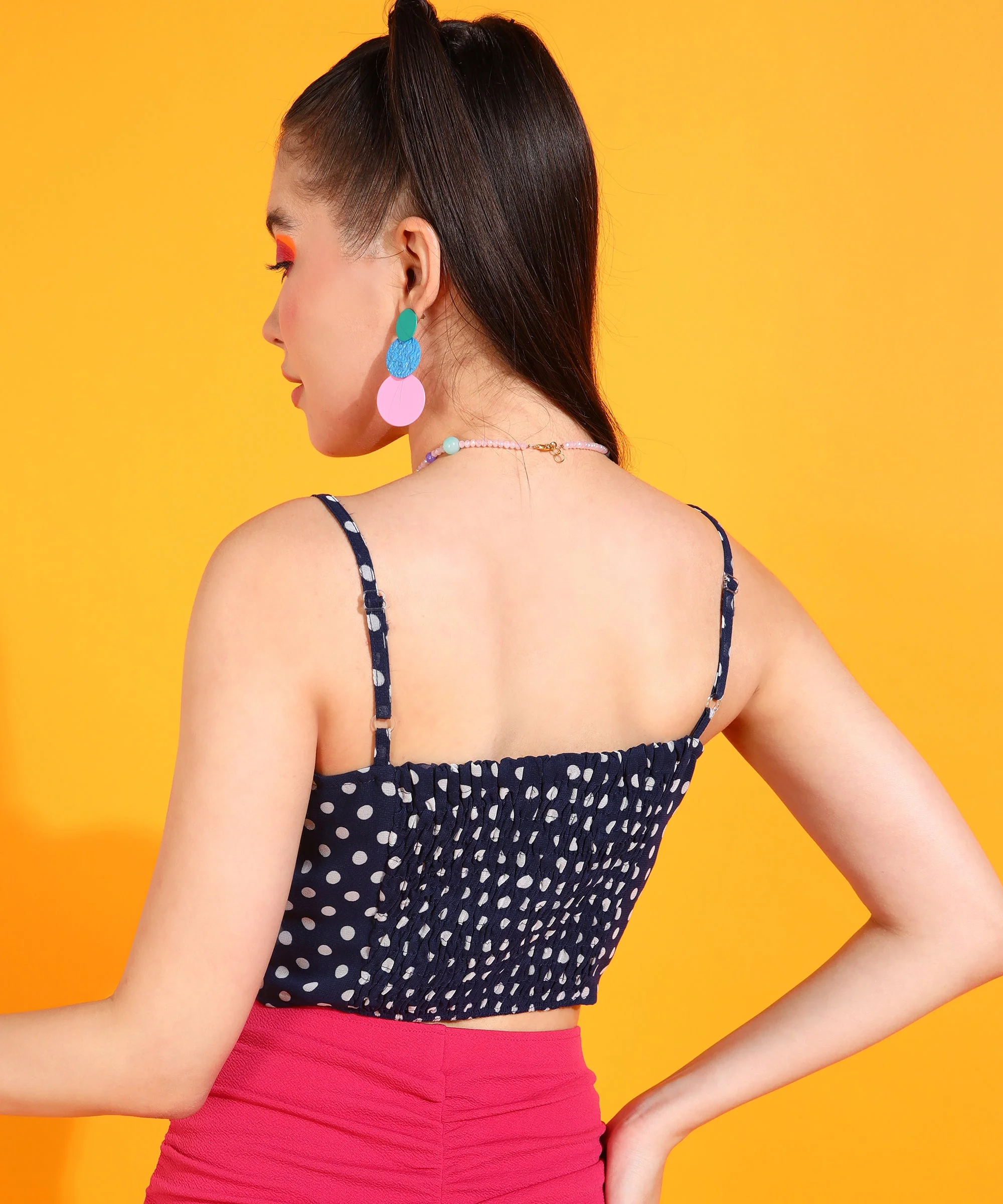 Women Blue Polka Dots Bralette Top - Image 2