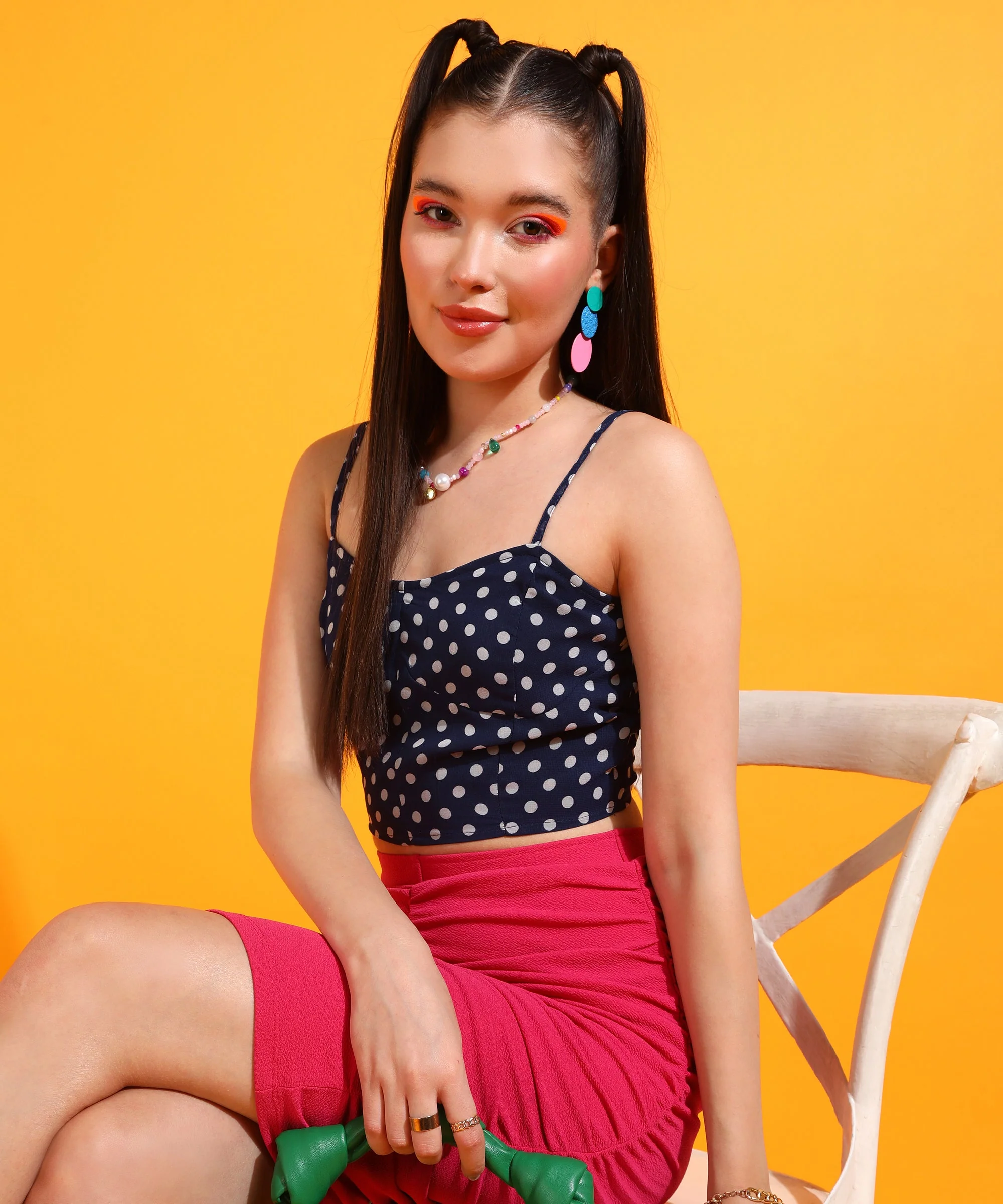 Women Blue Polka Dots Bralette Top - Image 3