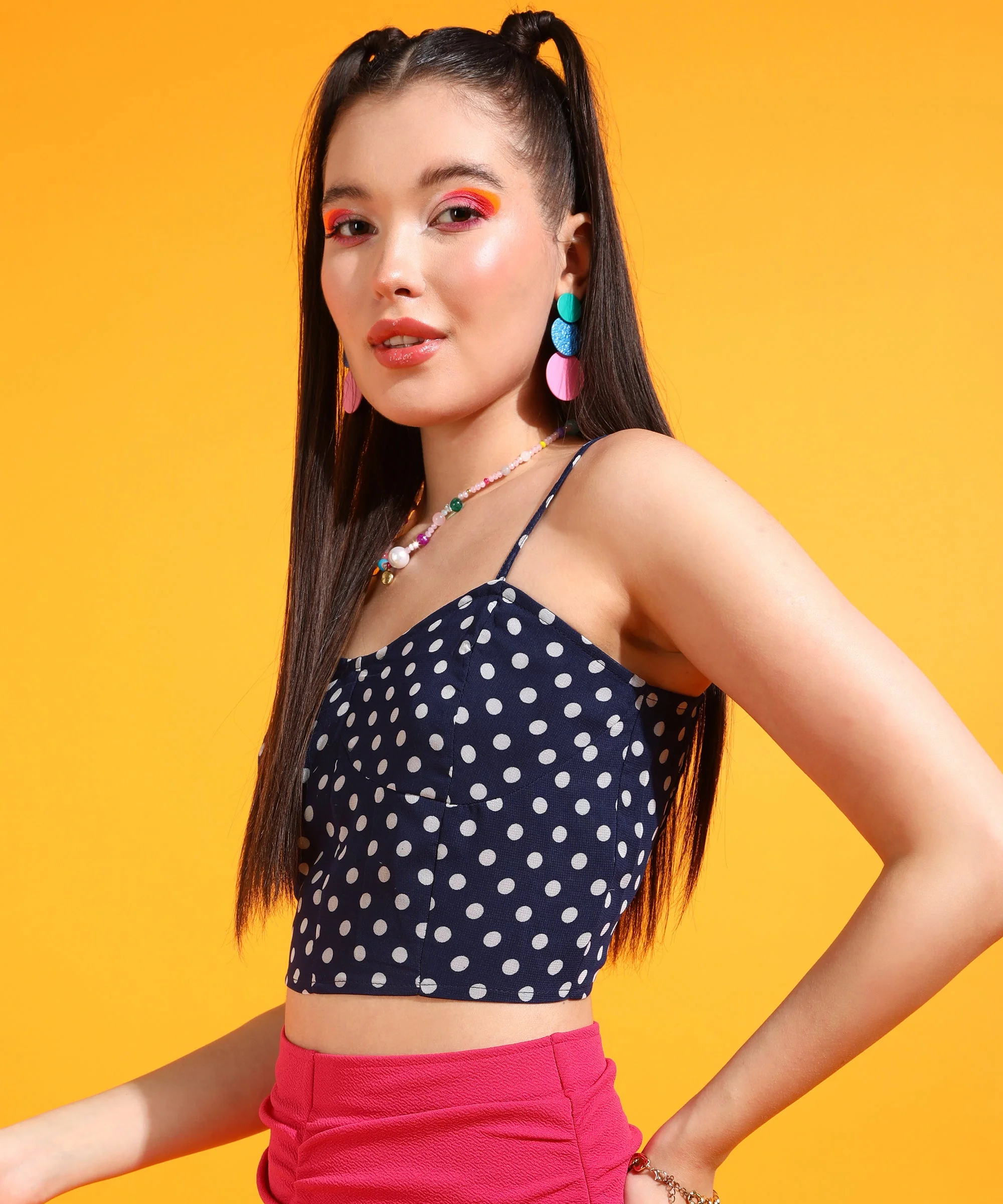 Women Blue Polka Dots Bralette Top - Image 4