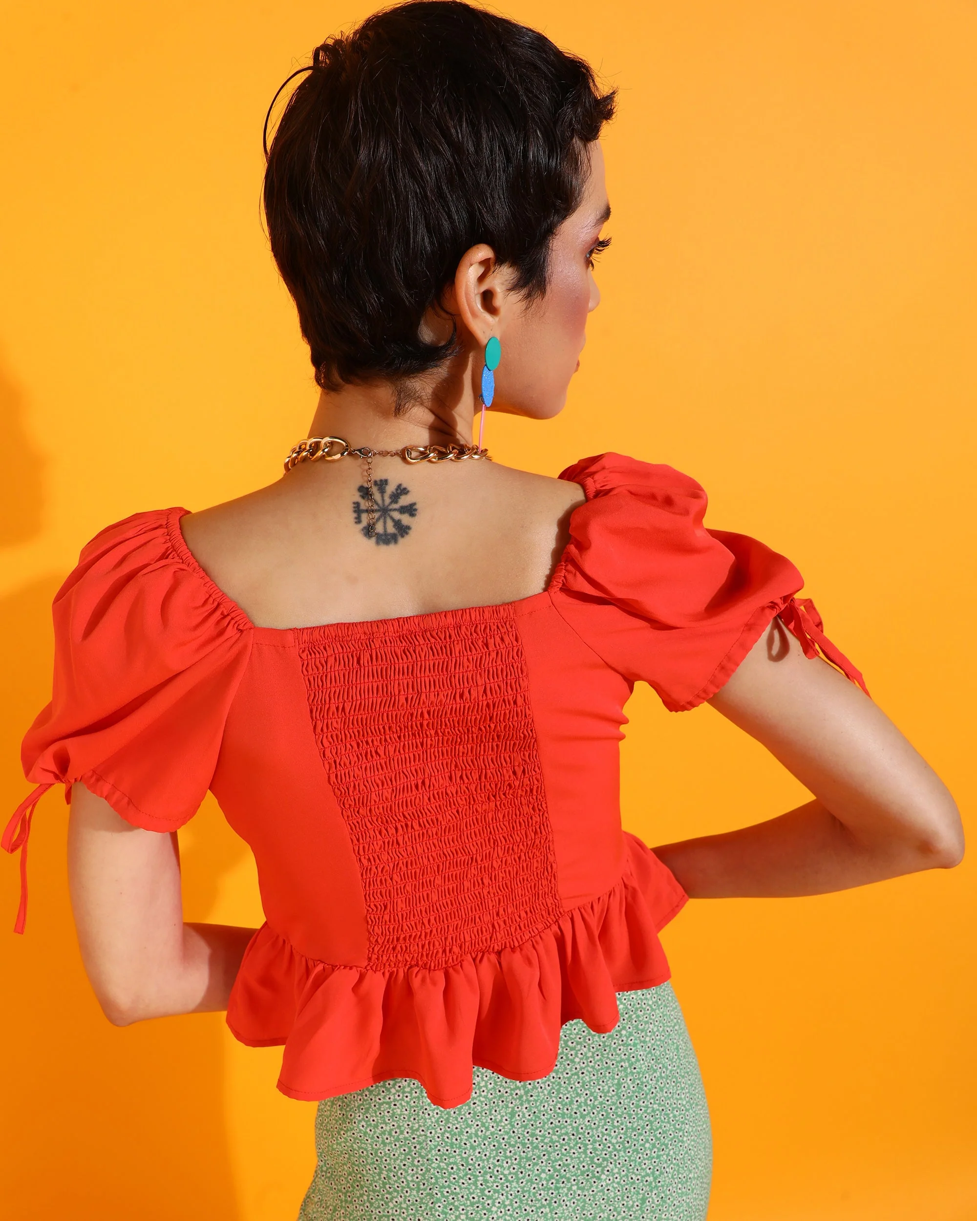 Women Solid Peplum Top - Image 2