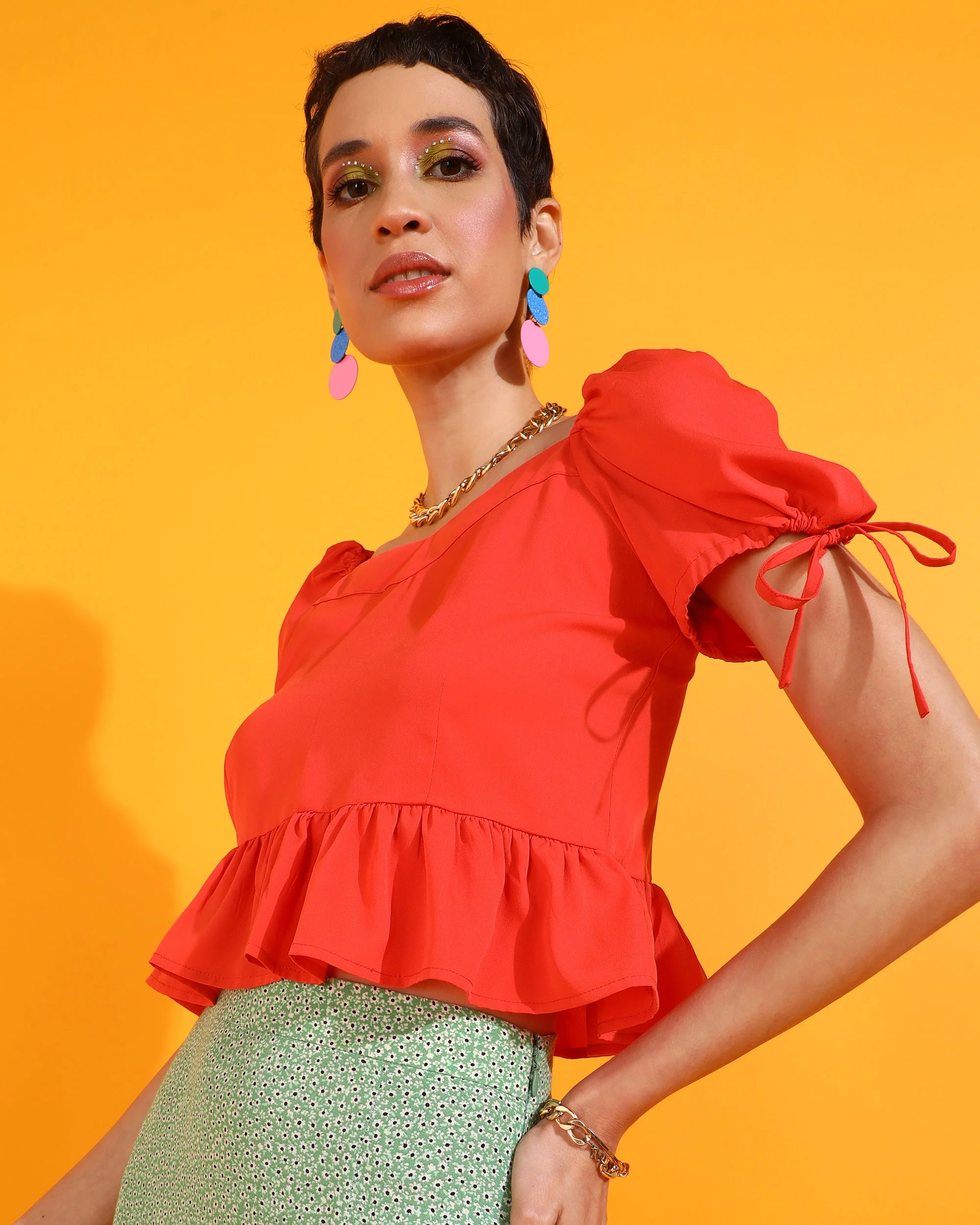 Women Solid Peplum Top - Image 3